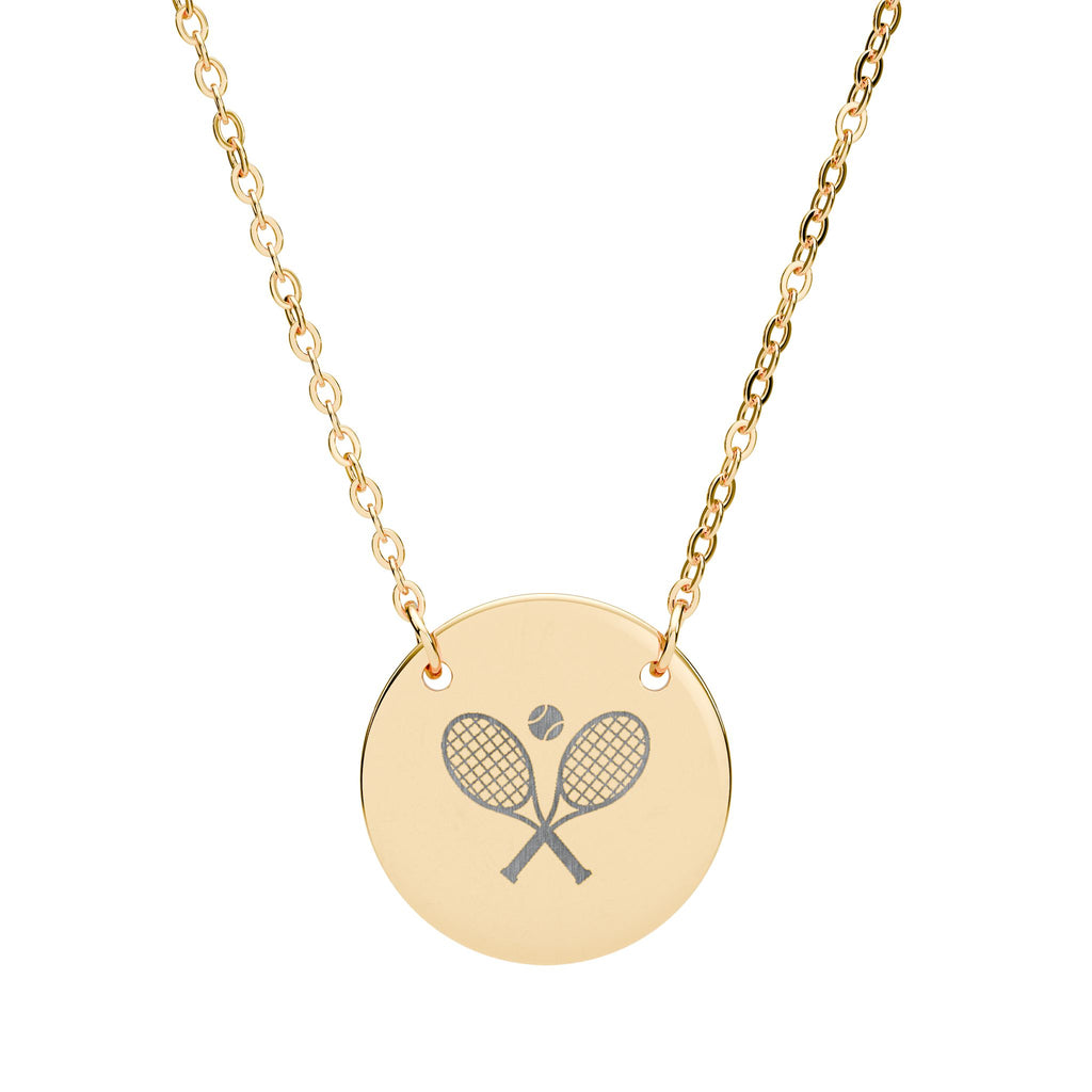 Tennis Racket/Ball Necklace — Engraved Sports Pendant Gift
