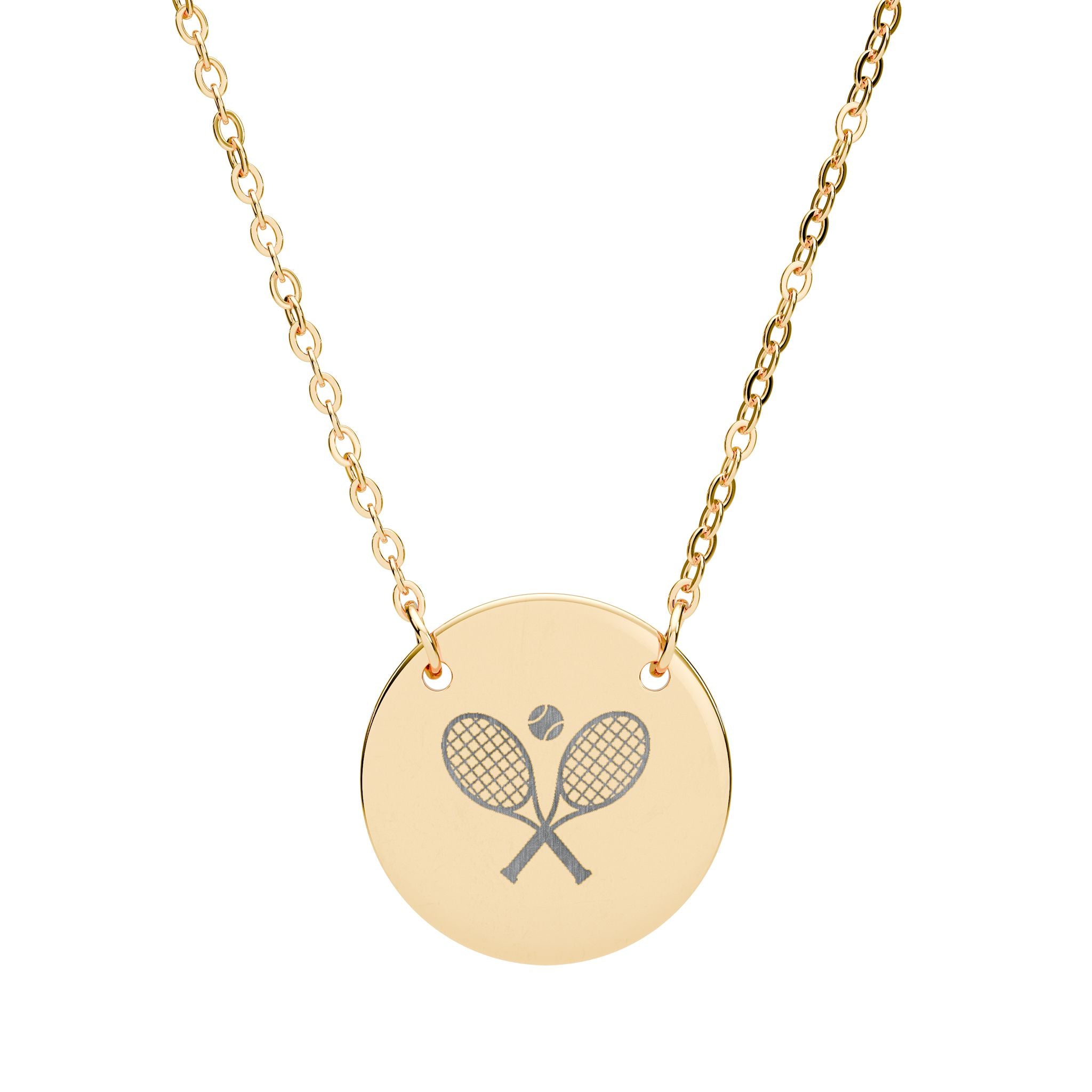 Tennis Racket/Ball Necklace — Engraved Sports Pendant Gift