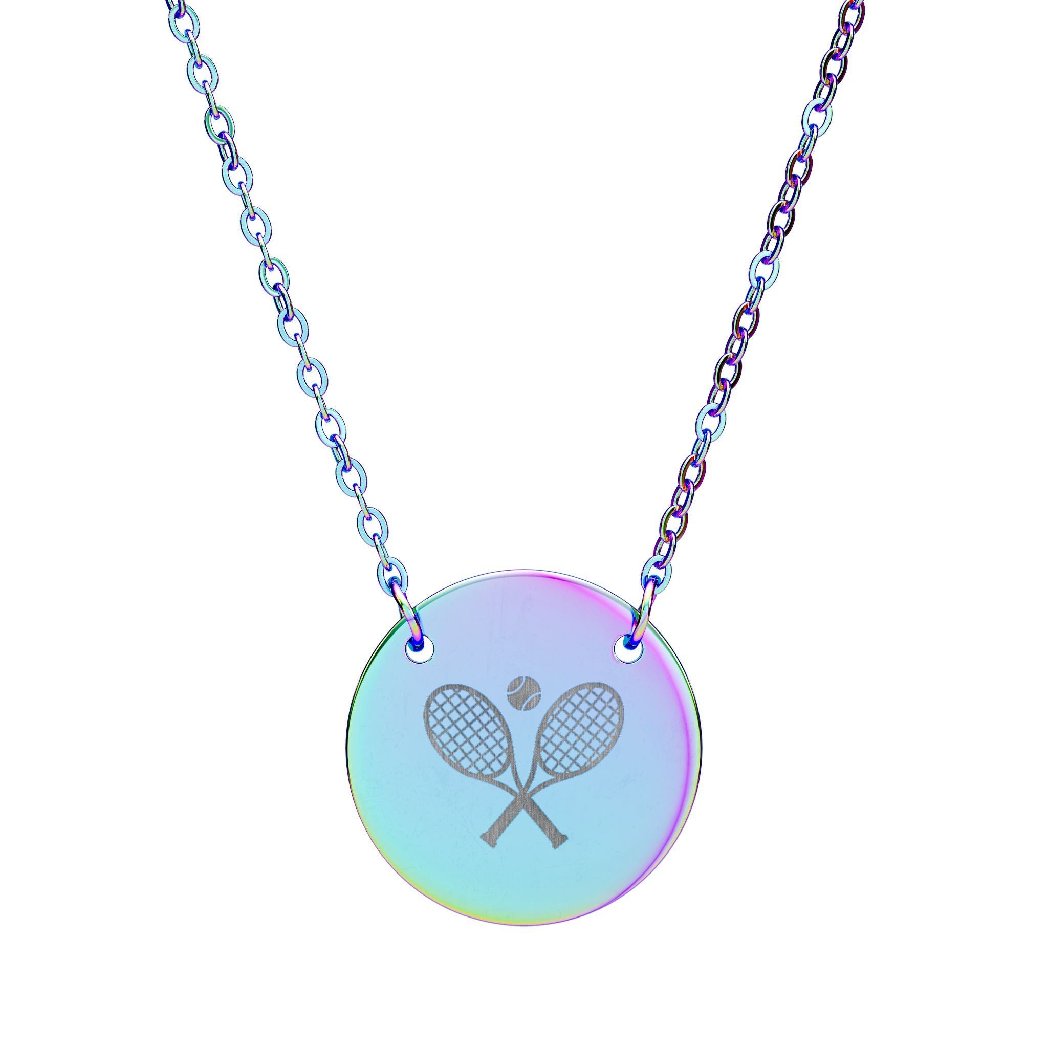 Tennis Racket/Ball Necklace — Engraved Sports Pendant Gift