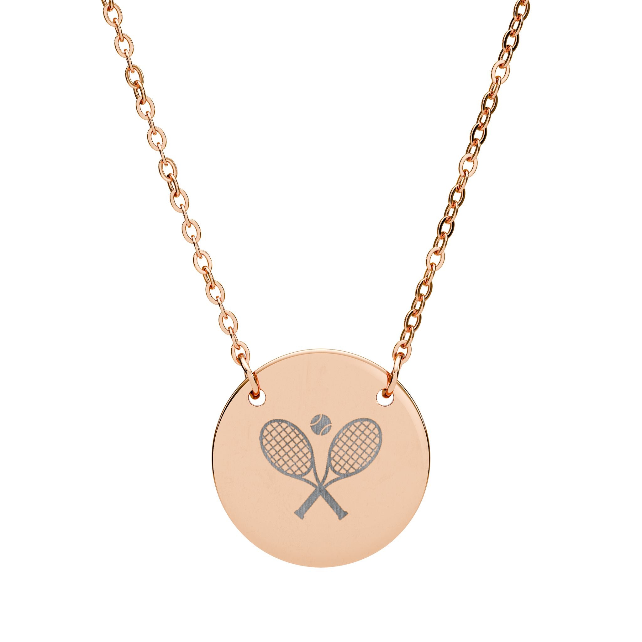 Tennis Racket/Ball Necklace — Engraved Sports Pendant Gift