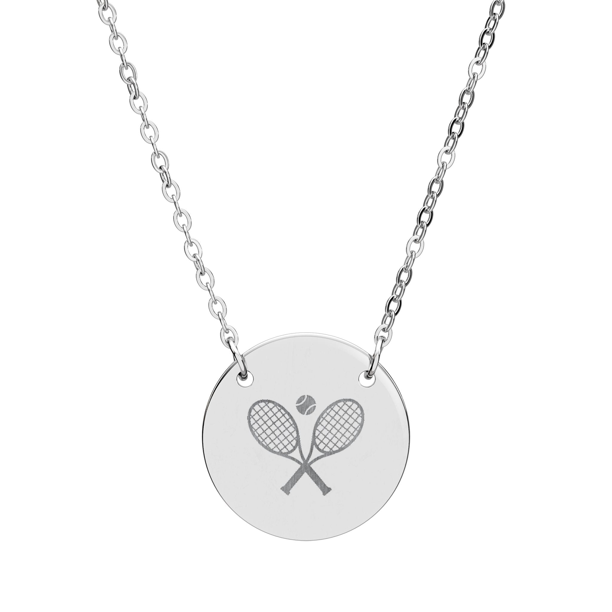 Tennis Racket/Ball Necklace — Engraved Sports Pendant Gift