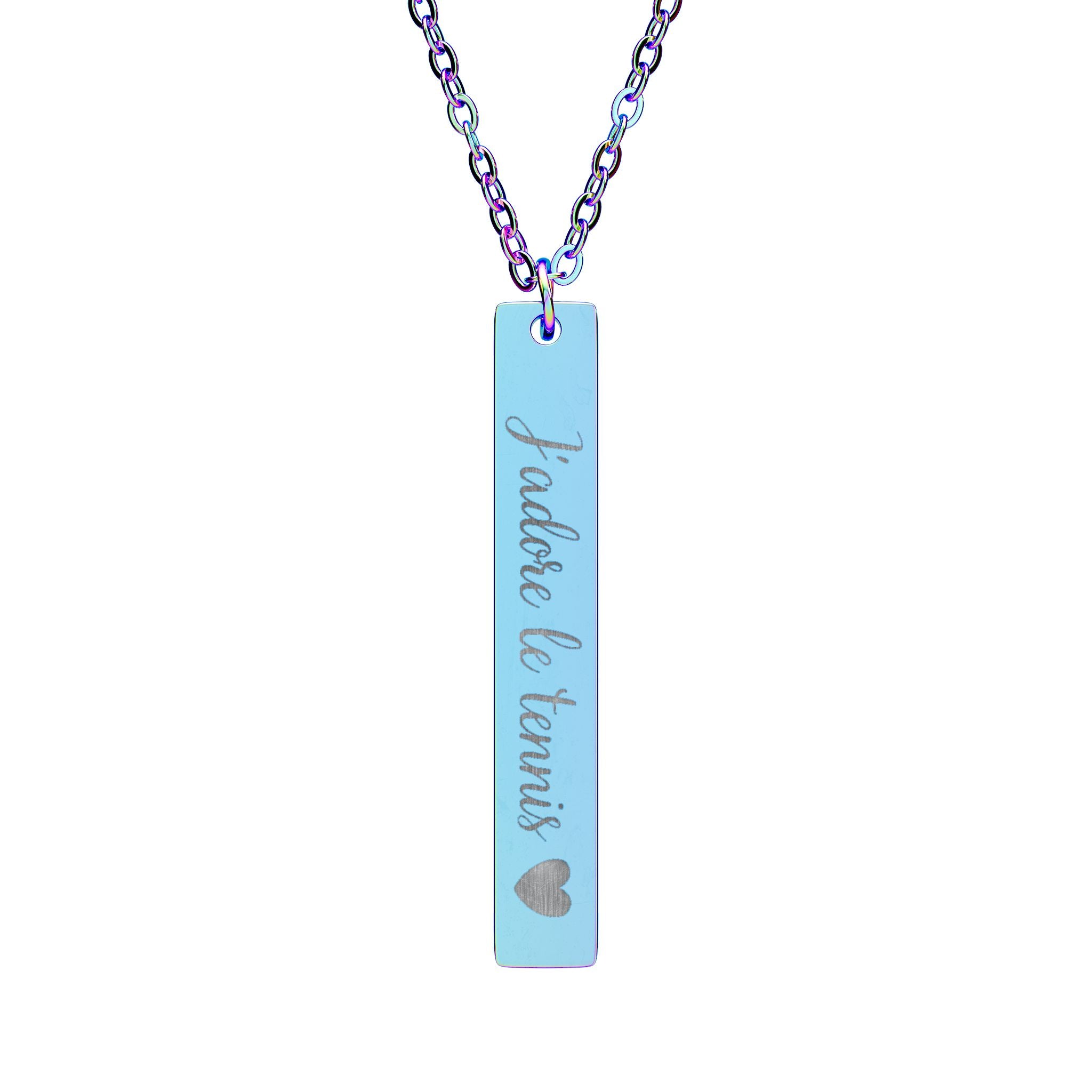 Engraved Vertical Bar Necklace — J'adore le tennis/heart