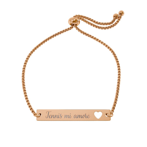 Adjustable Heart Cutout Engraveable Bar Bracelet — Tennis mi amore