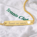 Adjustable Heart Cutout Engraveable Bar Bracelet — Tennis mi amore