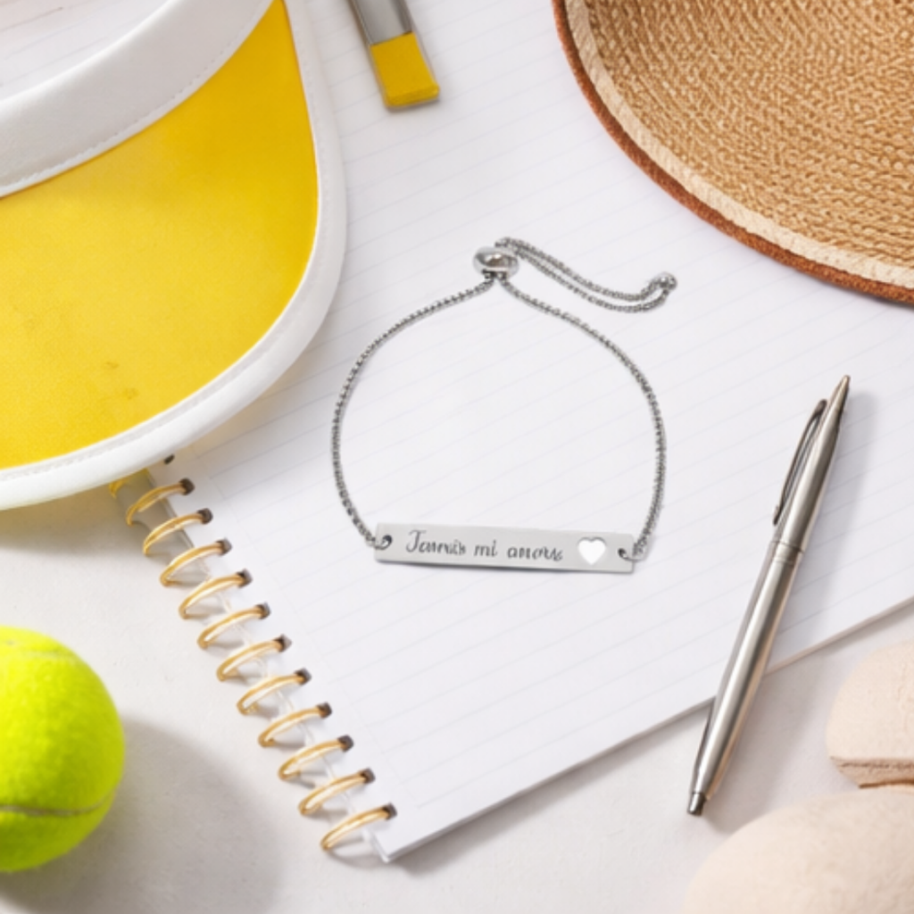 Adjustable Heart Cutout Engraveable Bar Bracelet — Tennis mi amore