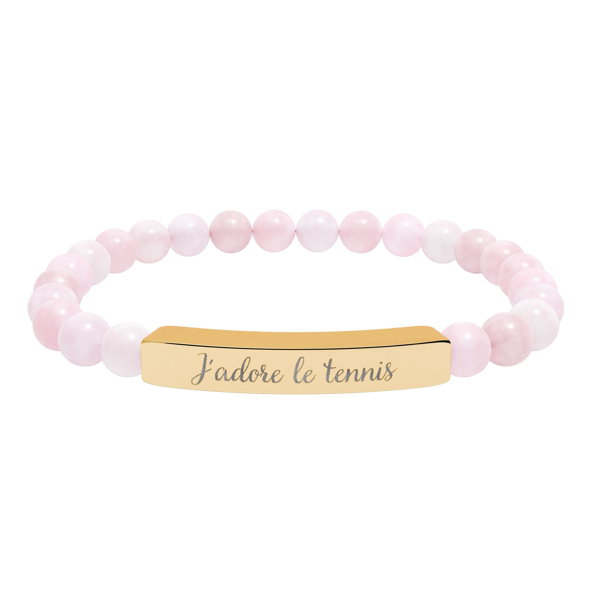 Engraved Natural Stone Bar Bracelet — J'adore le tennis/Stretch Beaded