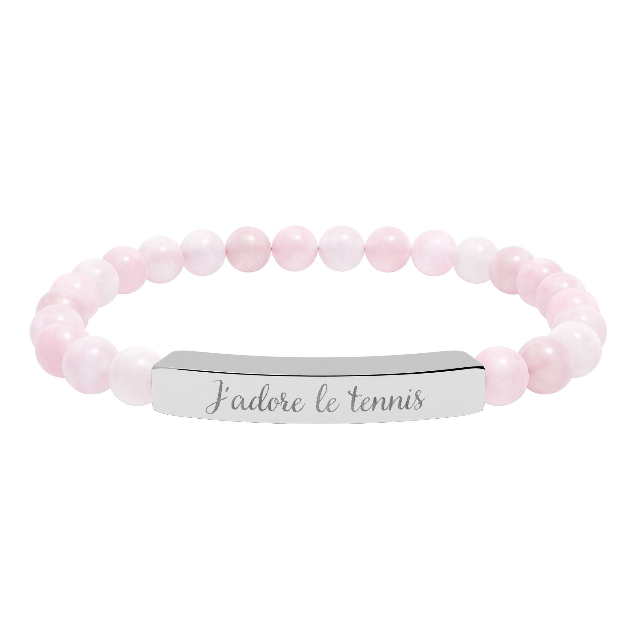 Engraved Natural Stone Bar Bracelet — J'adore le tennis/Stretch Beaded