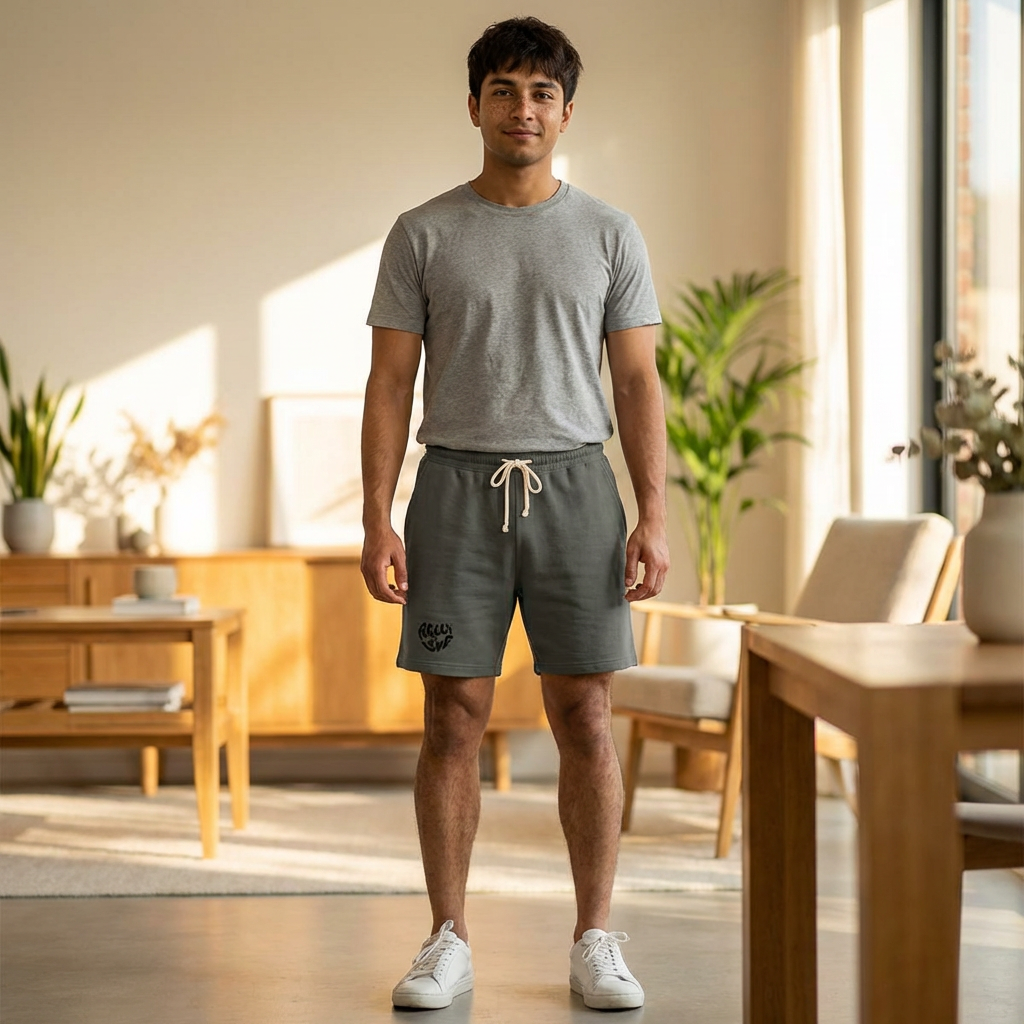 Men's Fleece Sweatshorts — 'Rally & Love' Logo Casual Lounge Shorts (black)