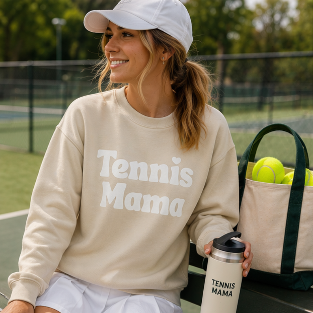 Women's Crewneck Sweatshirt - 'Tennis mama' tennis sweatshirt