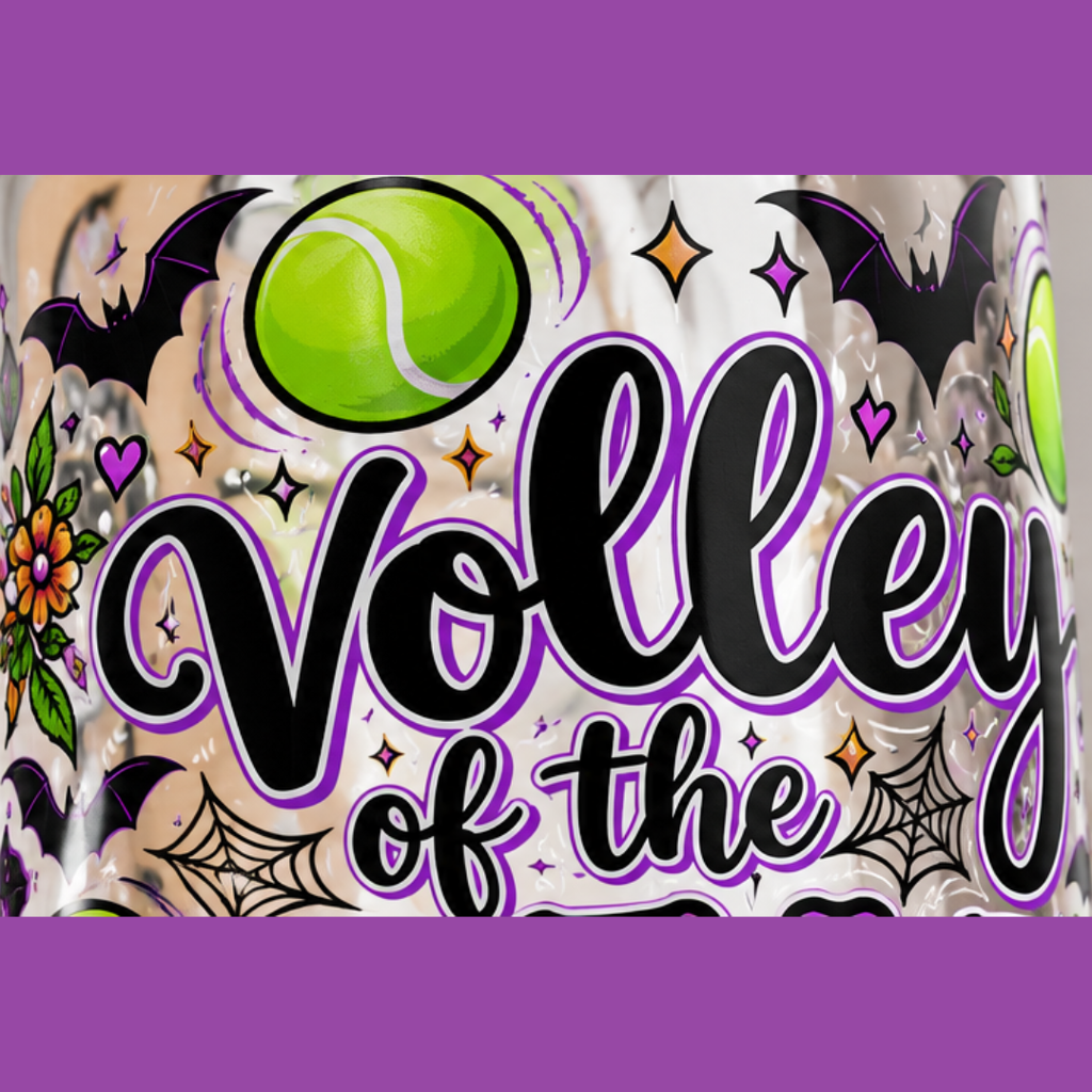 Halloween Sugar Skull Tennis Sipper Glass 16oz - 'Volley of the Dead' Halloween Sugar Skull