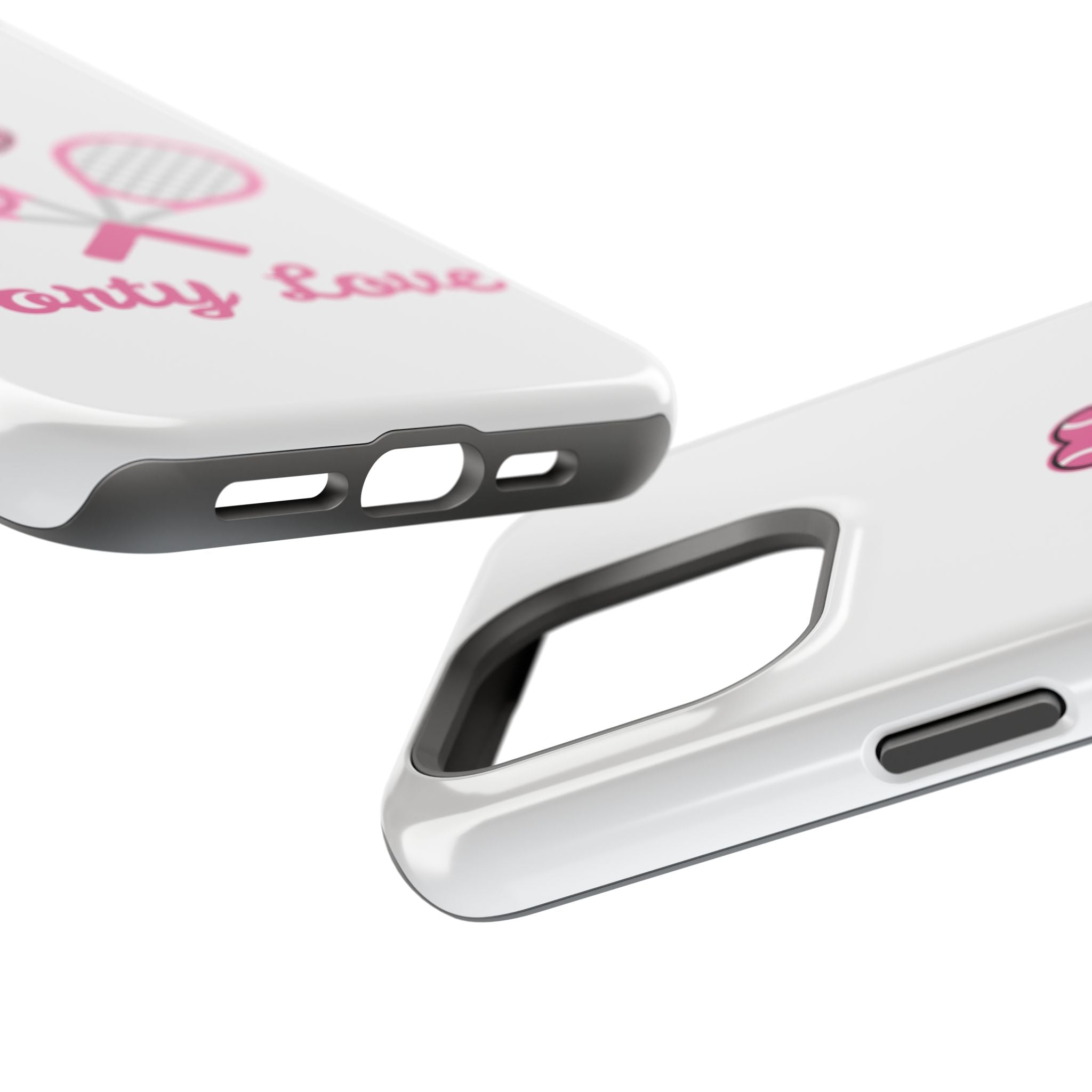 Tennis Impact‑Resistant Phone Case — 'Forty Love', pink/white
