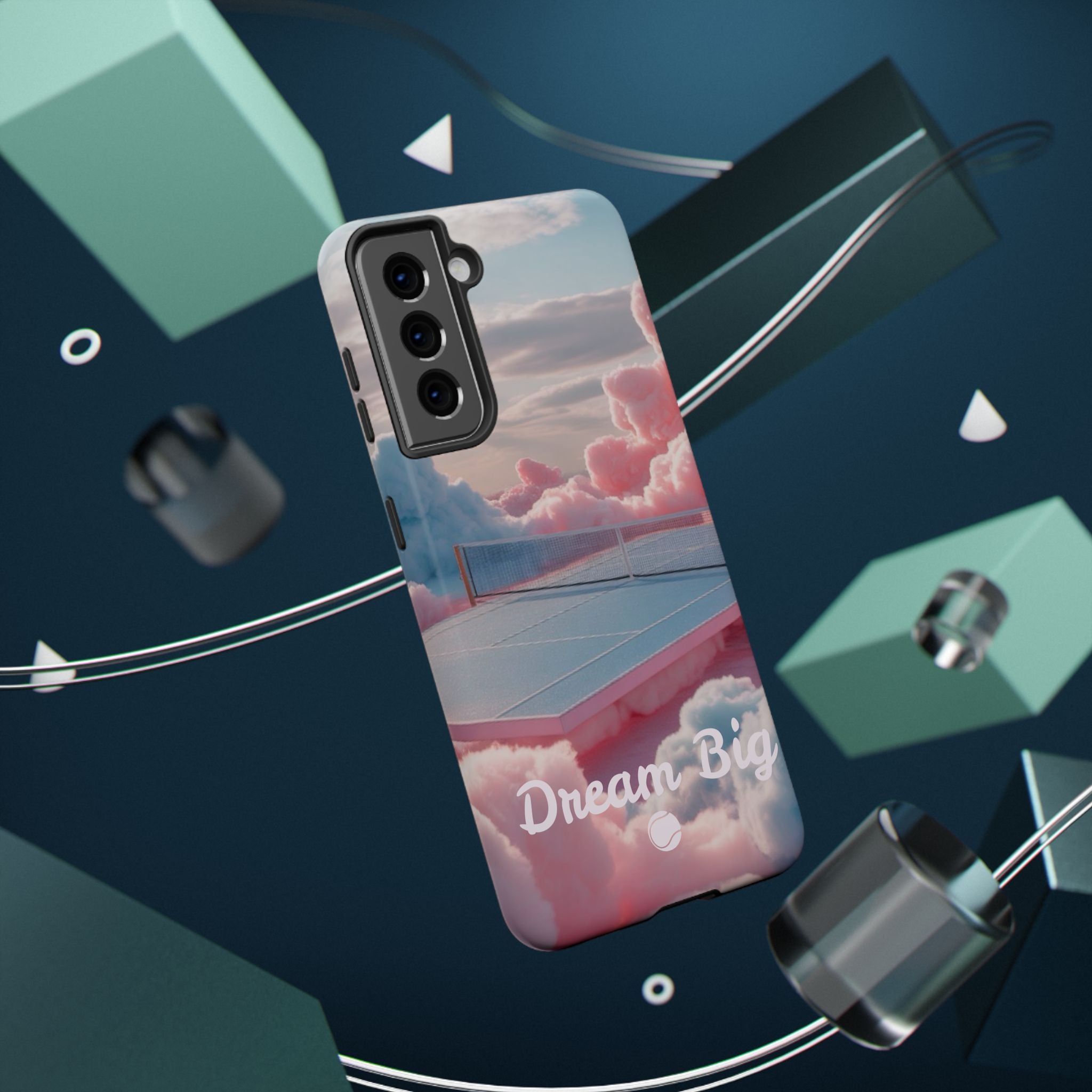 Tennis Impact-Resistant Phone Case — 'Dream Big' Pastel Cloud Tennis Court