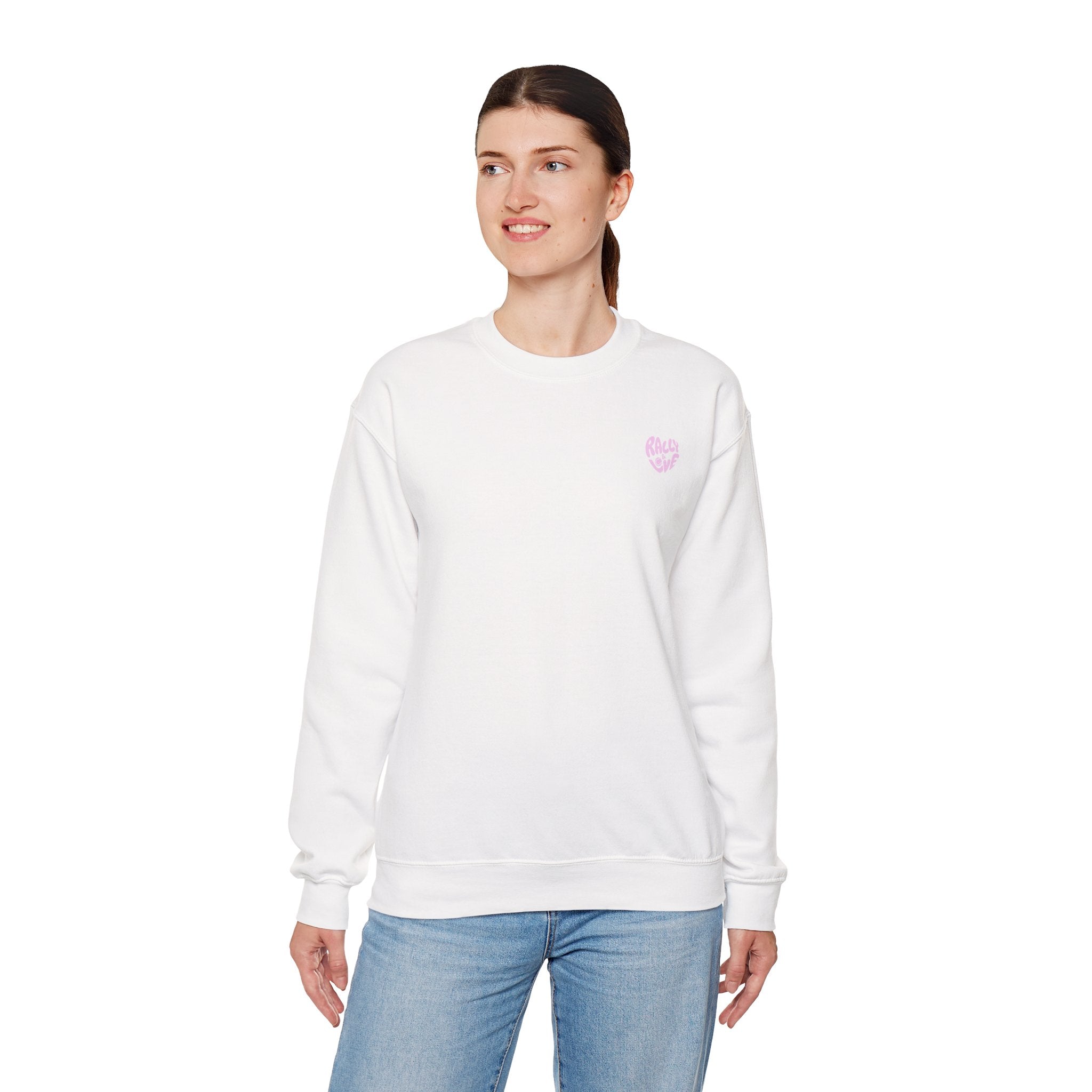 Women's Crewneck Sweatshirt - 'Tennis' Heart (R&L logo pink)