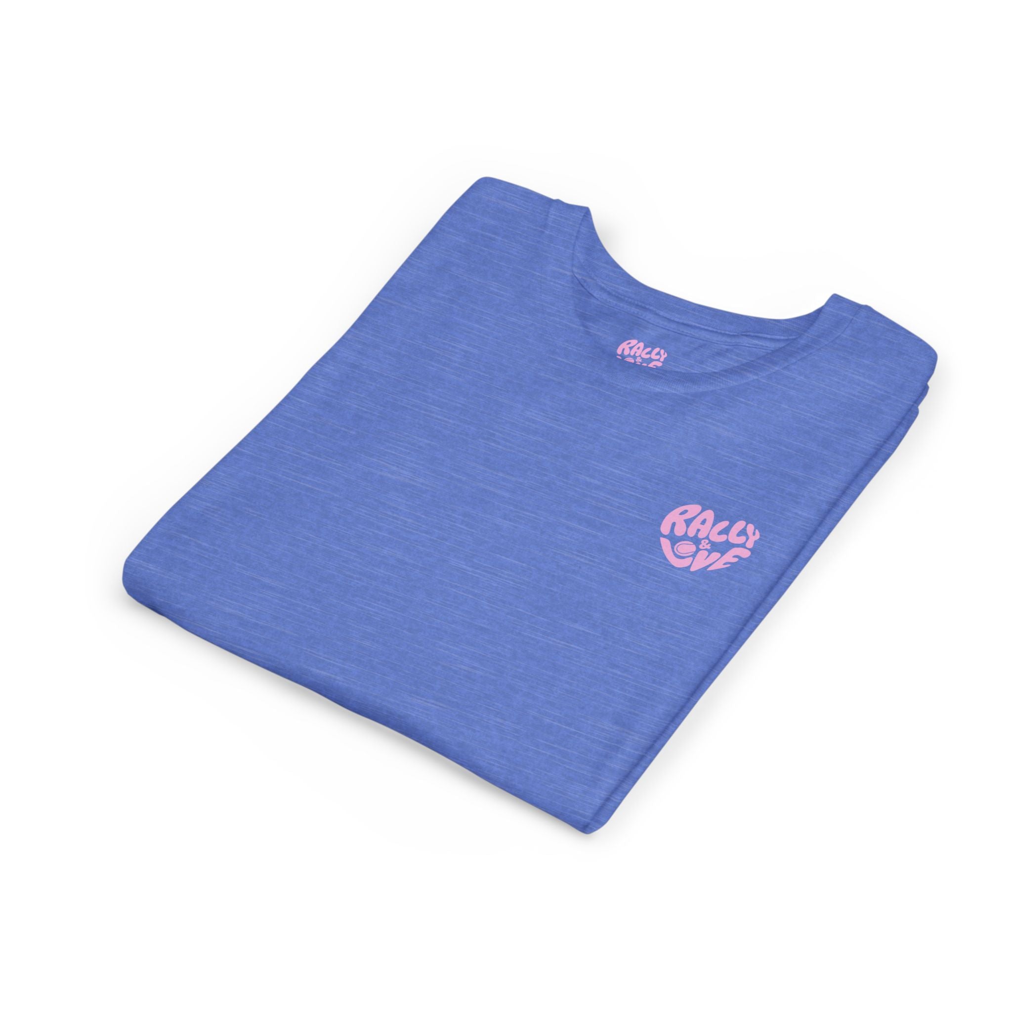 Girl's Junior Tee — 'Rally & Love' Heart Graphic Kids T-Shirt (bubblegum pink)