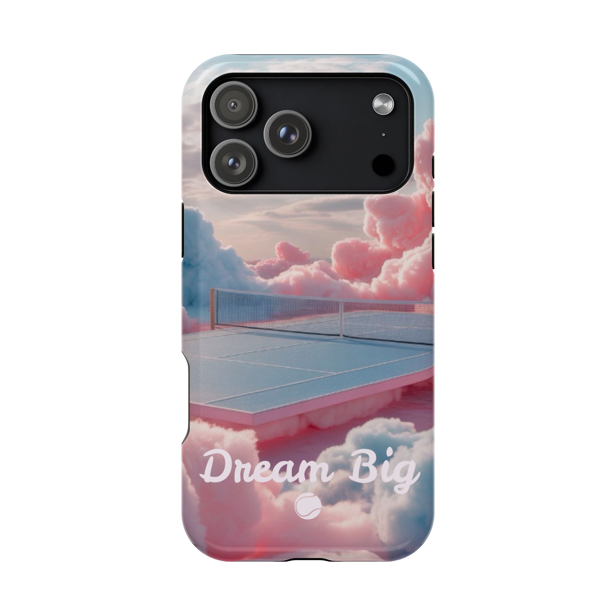 Tennis Impact-Resistant Phone Case — 'Dream Big' Pastel Cloud Tennis Court