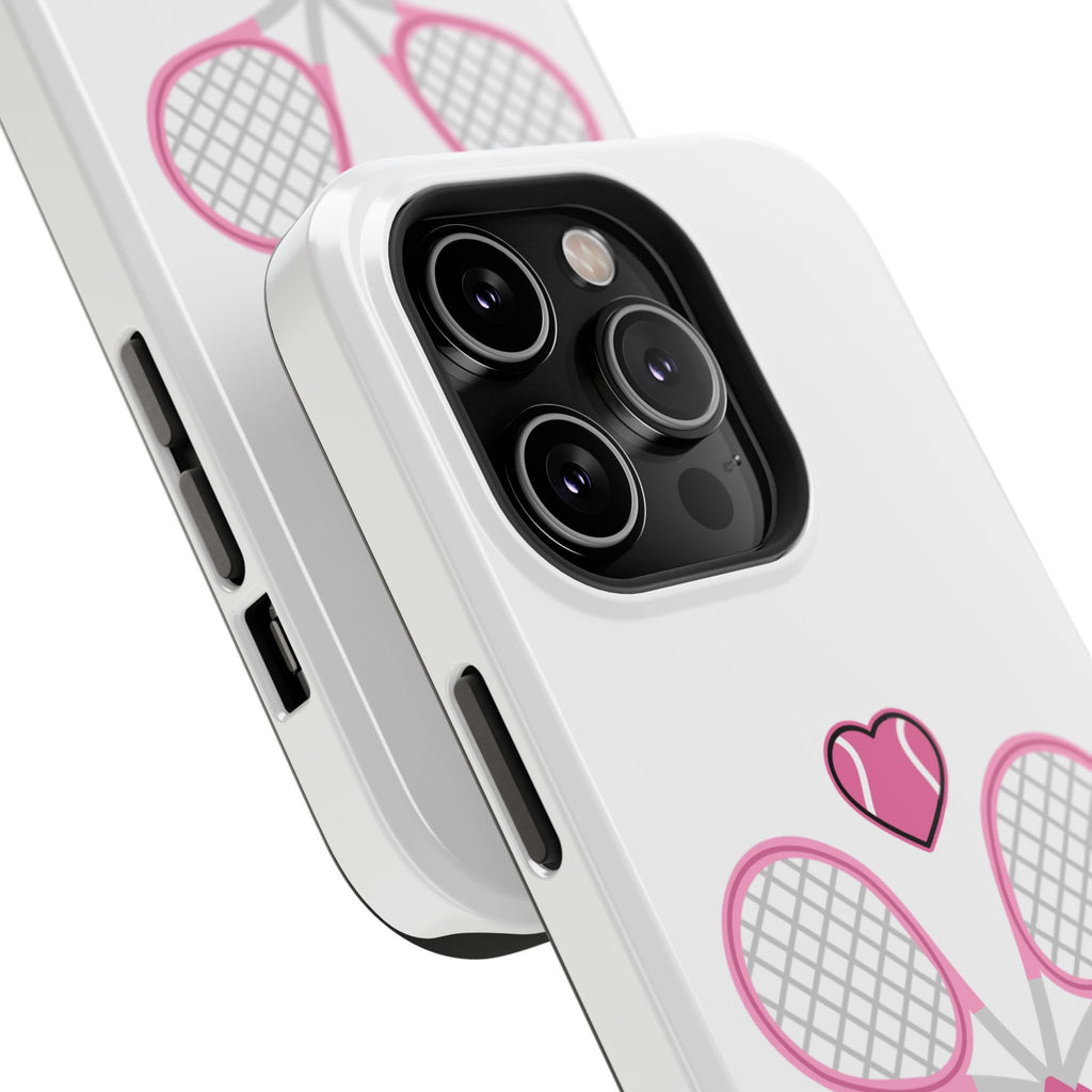 Tennis Impact‑Resistant Phone Case — 'Forty Love', pink/white