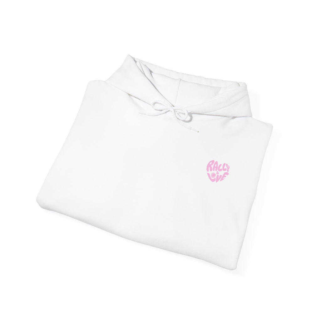 Women's Hoodie sweatshirt — "Tennis mi amore" Tennis Ball Sleeve Design (bubblegum pink)