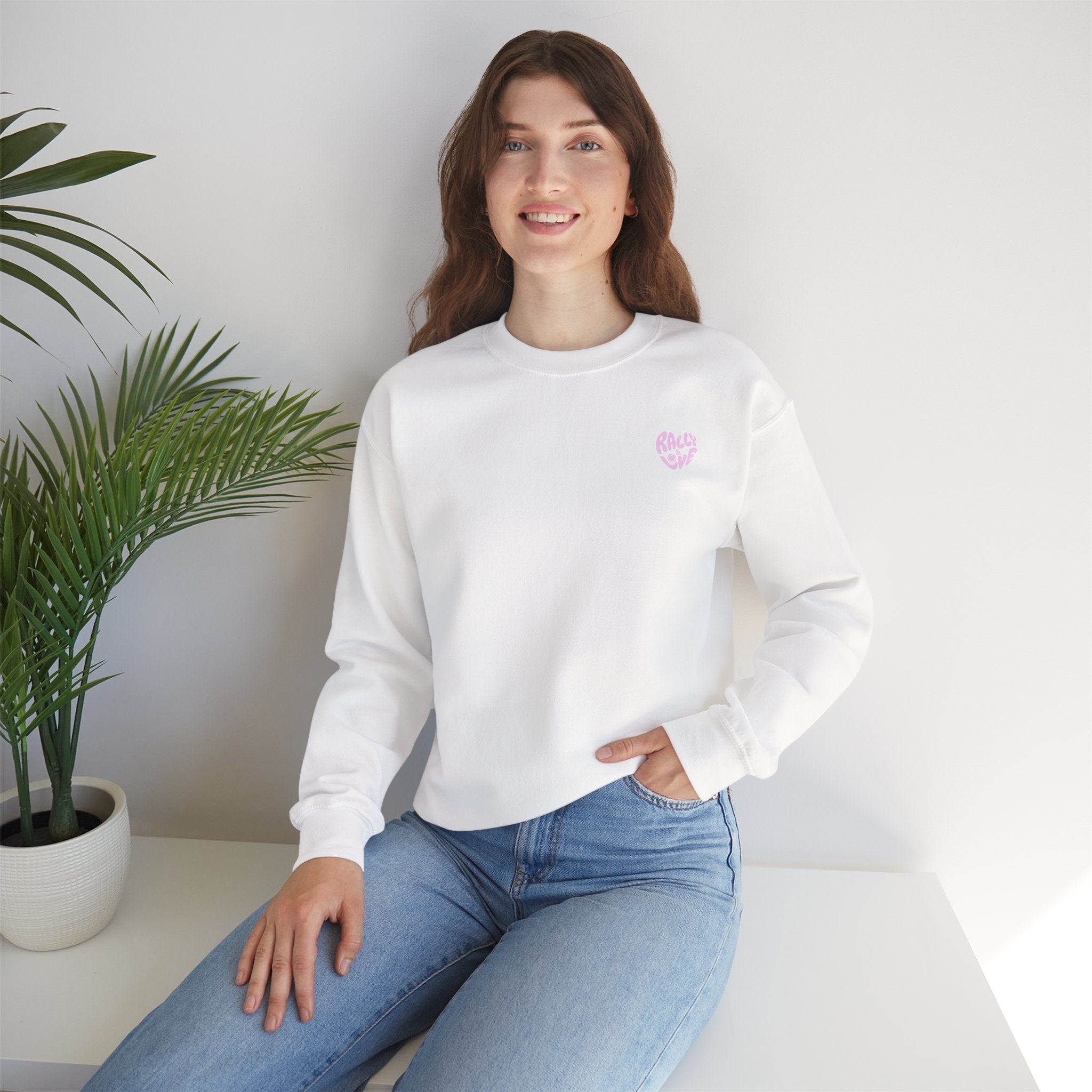Women's Crewneck Sweatshirt - 'Tennis' Heart (R&L logo pink)