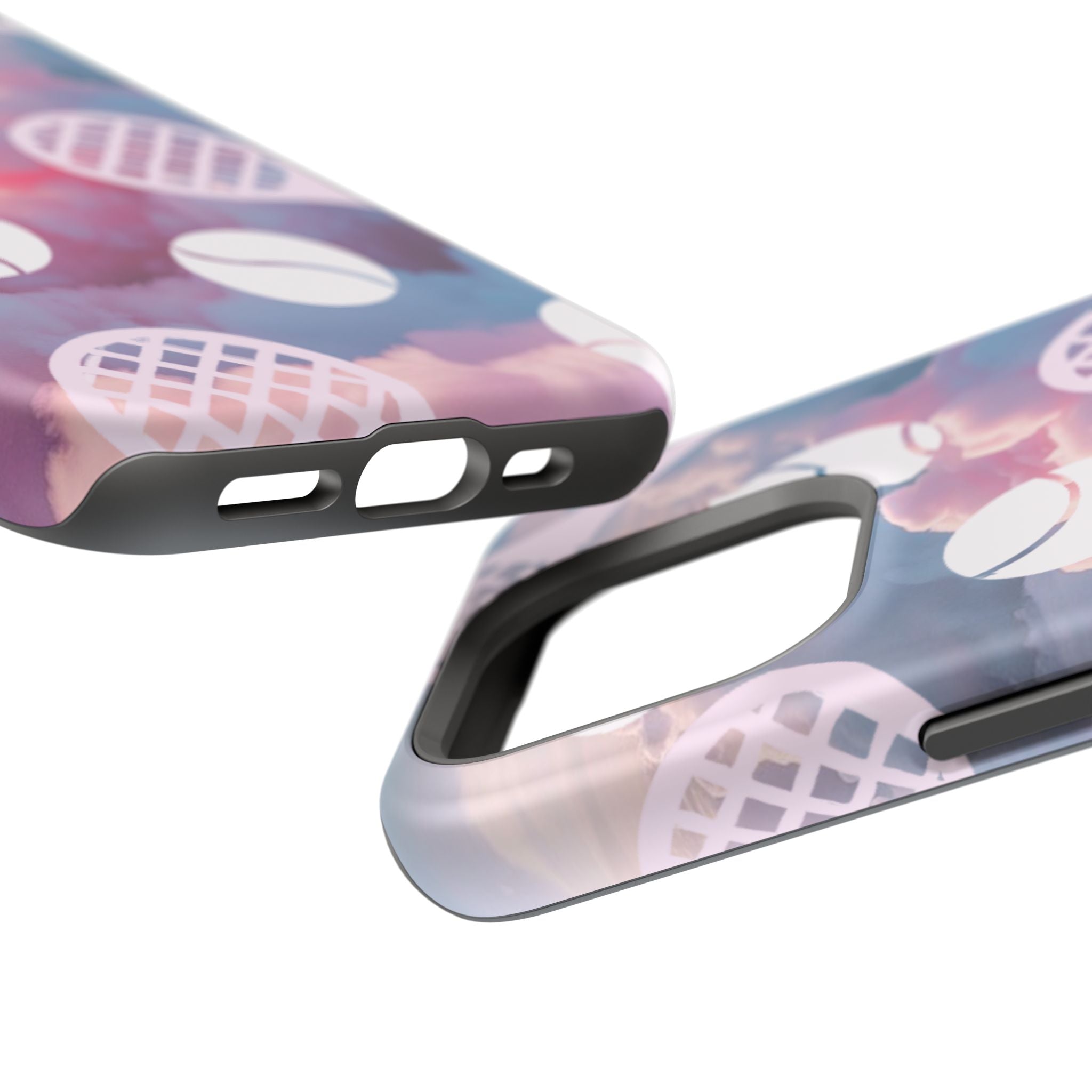 Tennis Impact-Resistant Phone Case — Tennis Rackets & Balls on Cloudscape