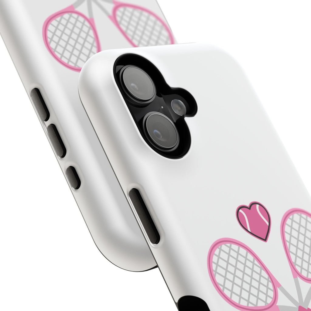 Tennis Impact‑Resistant Phone Case — 'Forty Love', pink/white