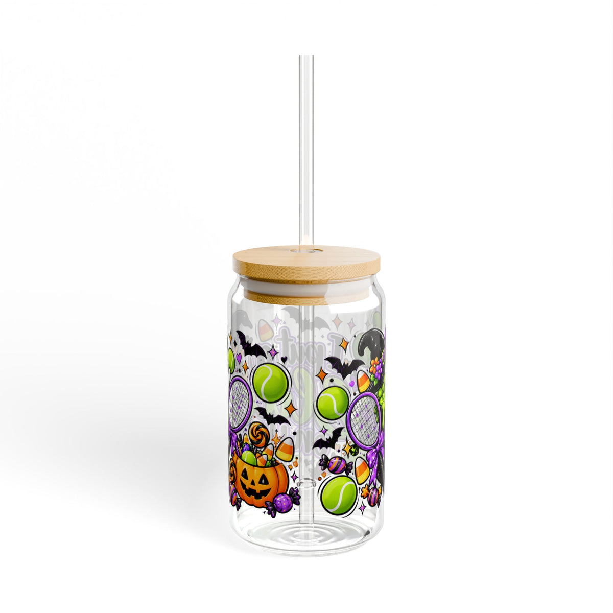 Halloween Tennis Sipper Glass  16oz — Halloween 'I Put a Slice on You' Witch Cauldron Design