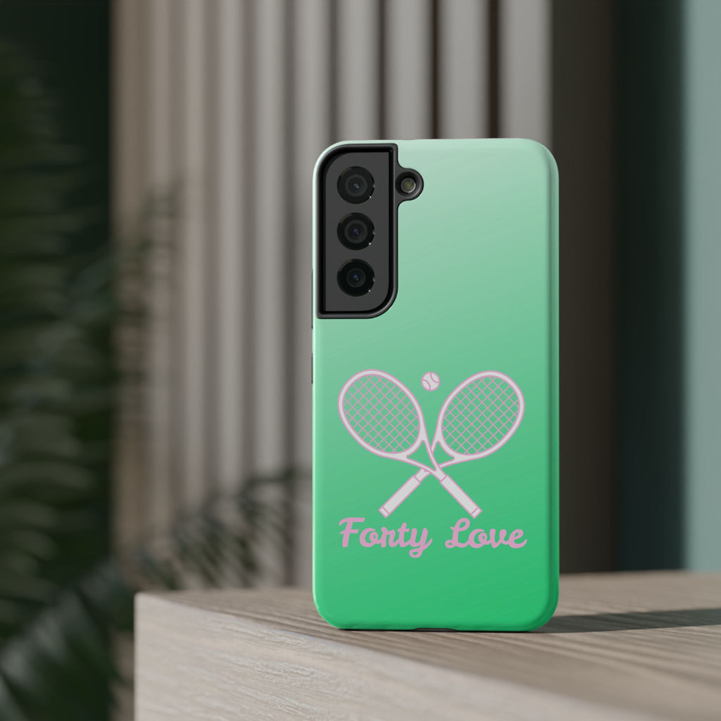 Tennis Impact-Resistant Phone Case — 'Forty Love', Green Gradient