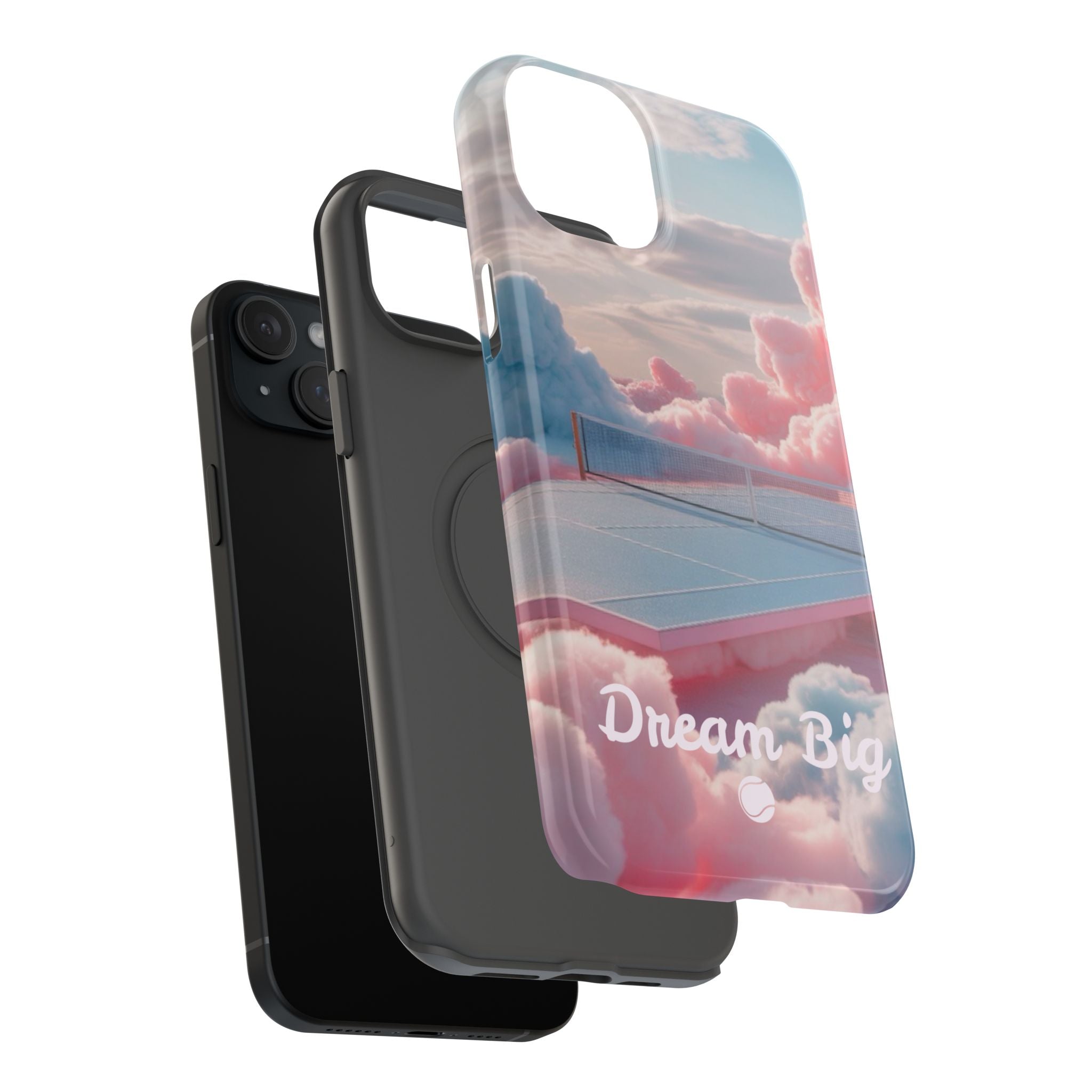 Tennis Impact-Resistant Phone Case — 'Dream Big' Pastel Cloud Tennis Court