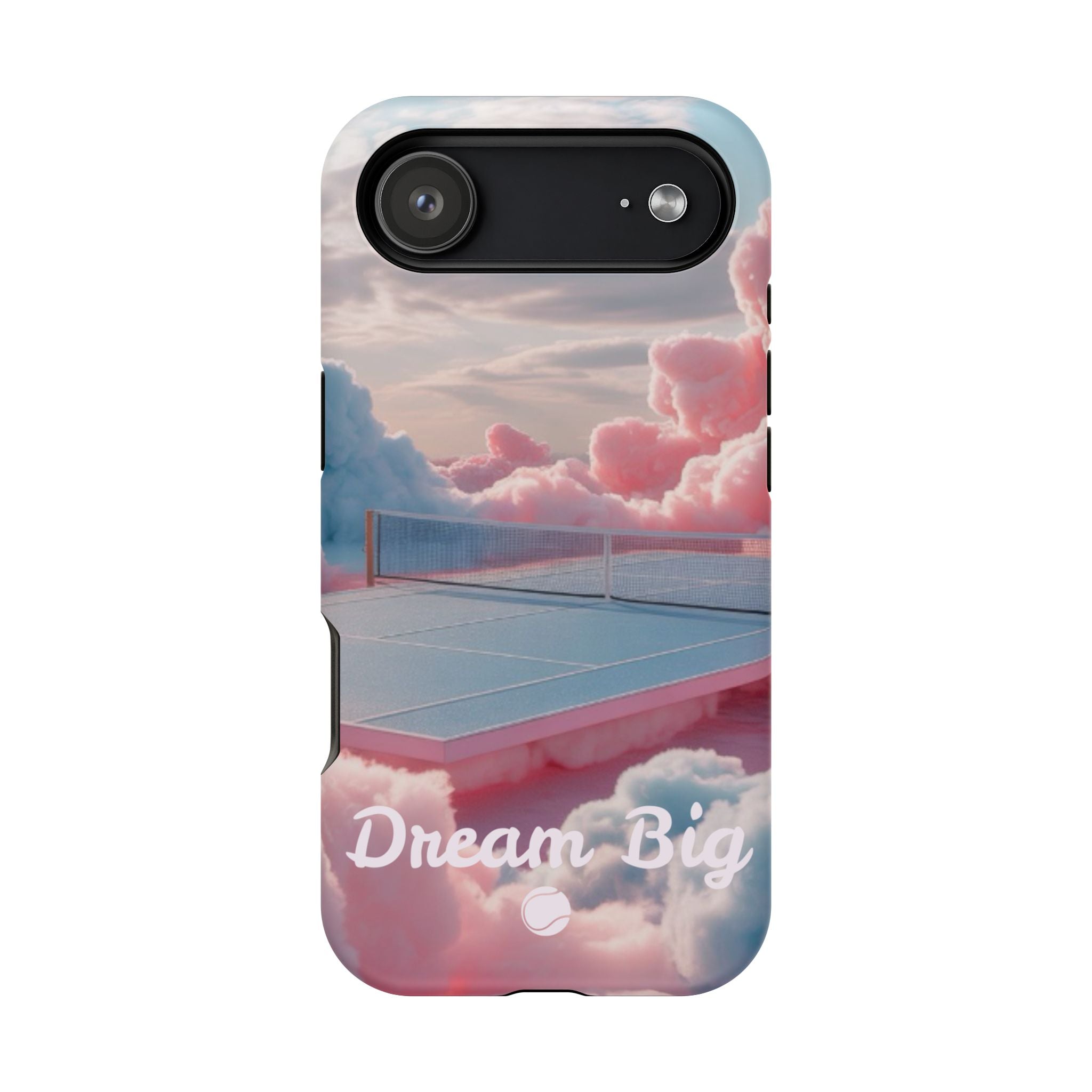 Tennis Impact-Resistant Phone Case — 'Dream Big' Pastel Cloud Tennis Court