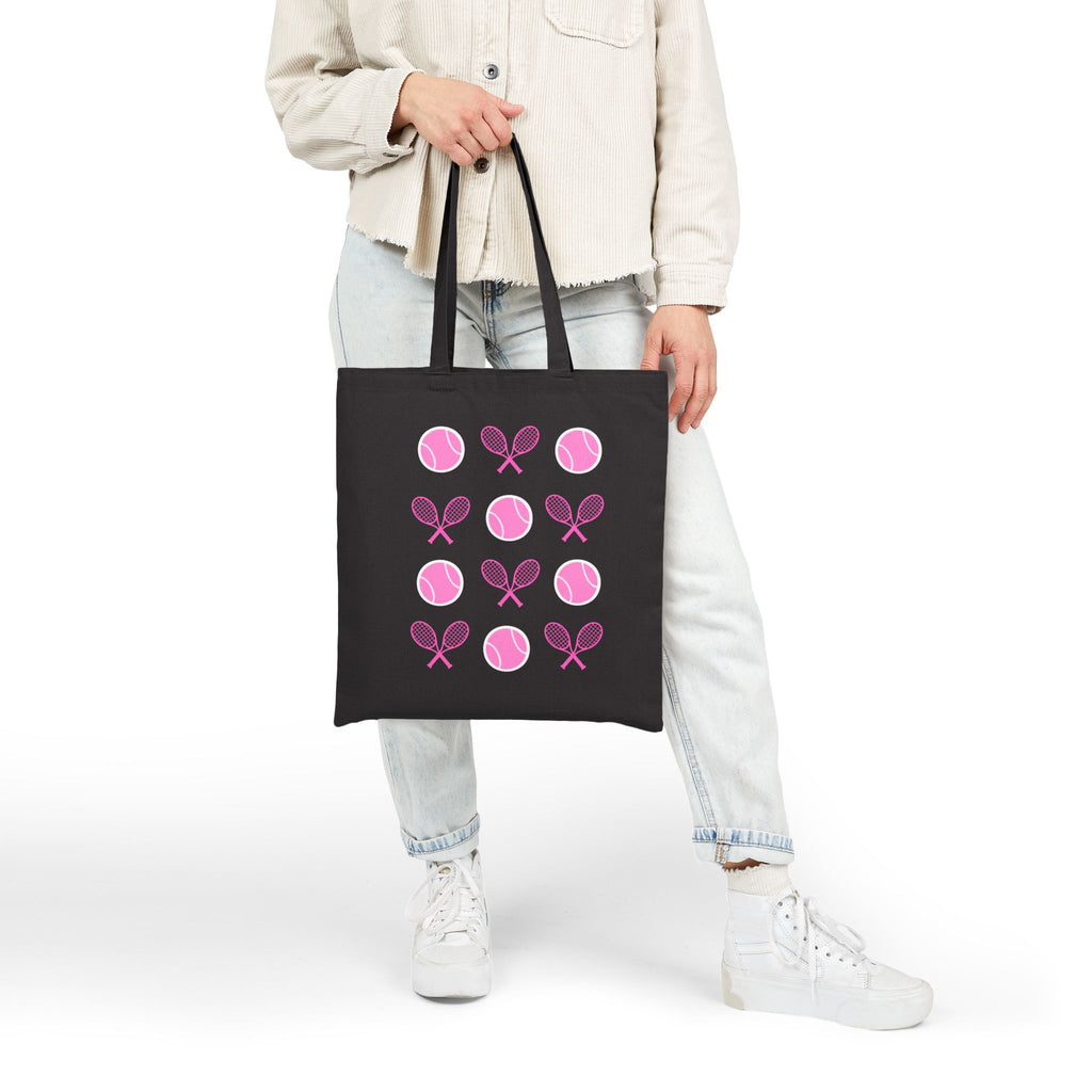 Tote Bag — Pink Tennis Rackets & Tennis Balls Canvas Tote