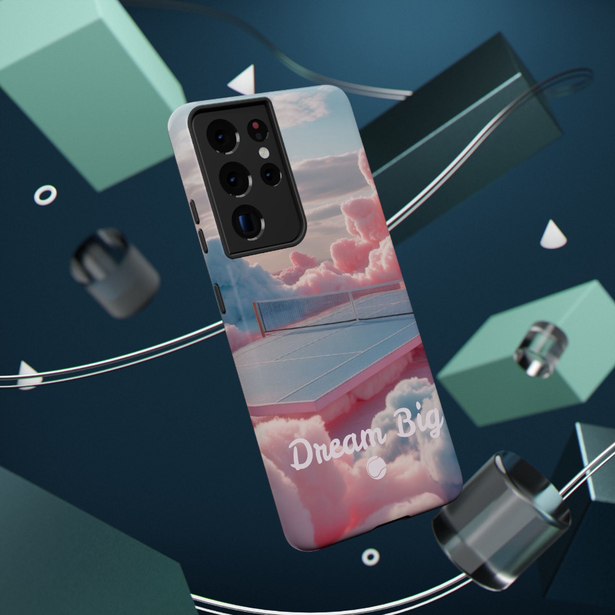 Tennis Impact-Resistant Phone Case — 'Dream Big' Pastel Cloud Tennis Court