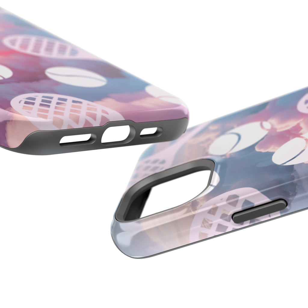 Tennis Impact-Resistant Phone Case — Tennis Rackets & Balls on Cloudscape