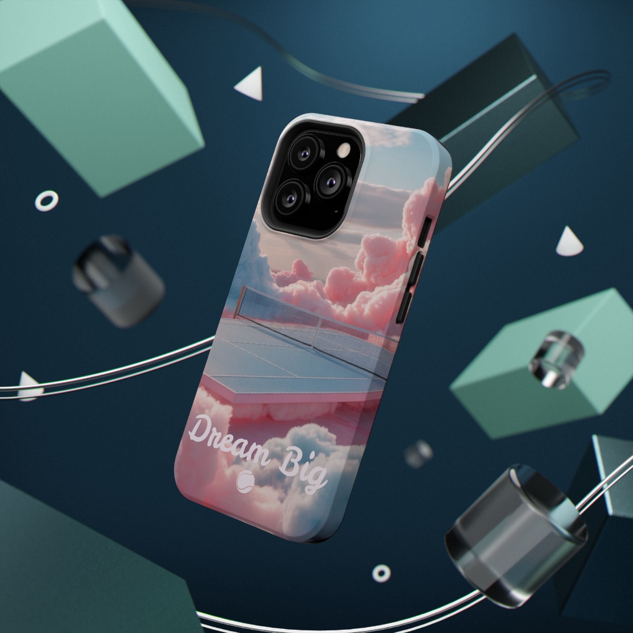Tennis Impact-Resistant Phone Case — 'Dream Big' Pastel Cloud Tennis Court
