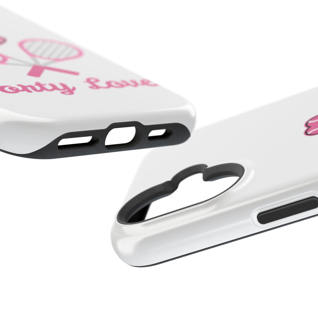 Tennis Impact‑Resistant Phone Case — 'Forty Love', pink/white