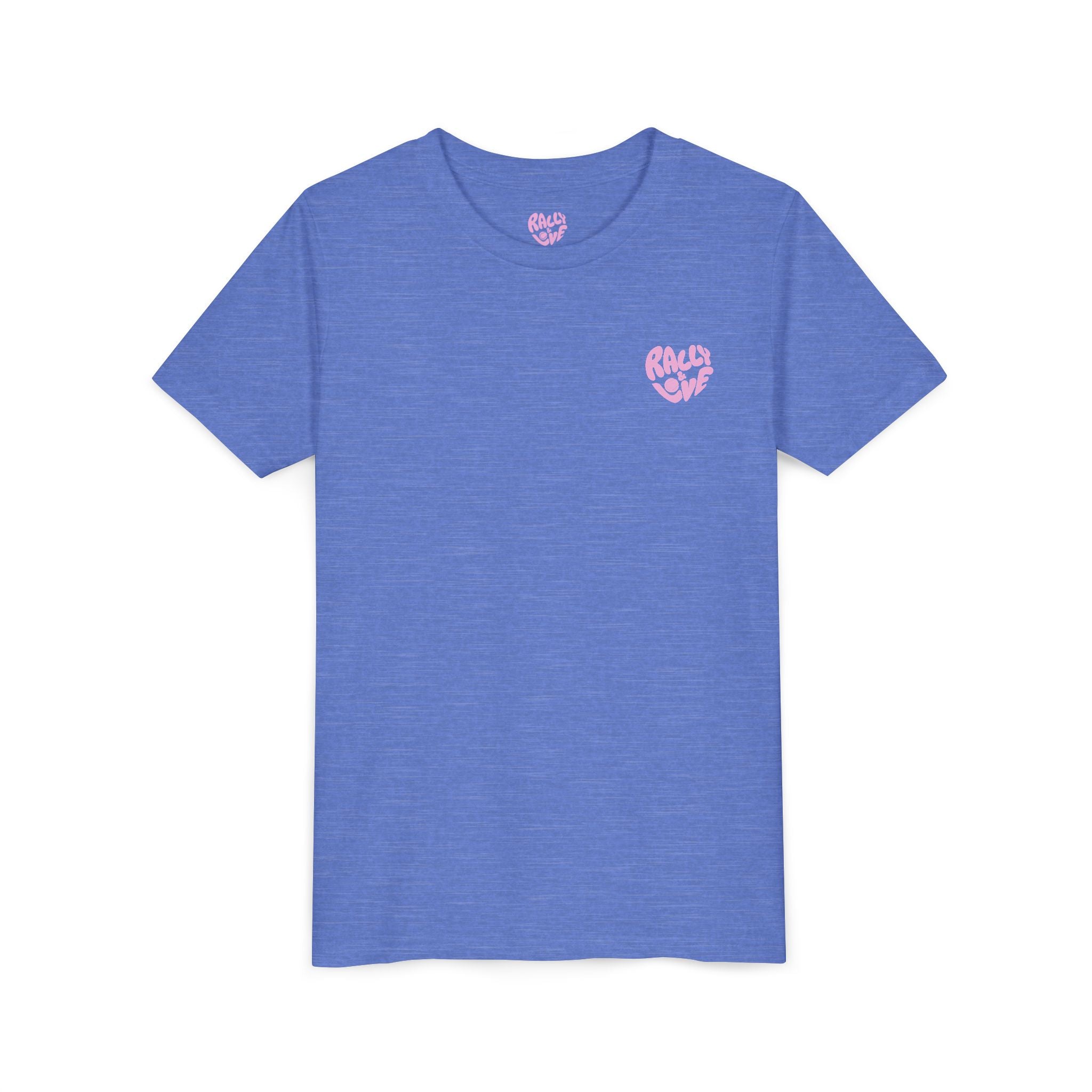 Girl's Junior Tee — 'Rally & Love' Heart Graphic Kids T-Shirt (bubblegum pink)