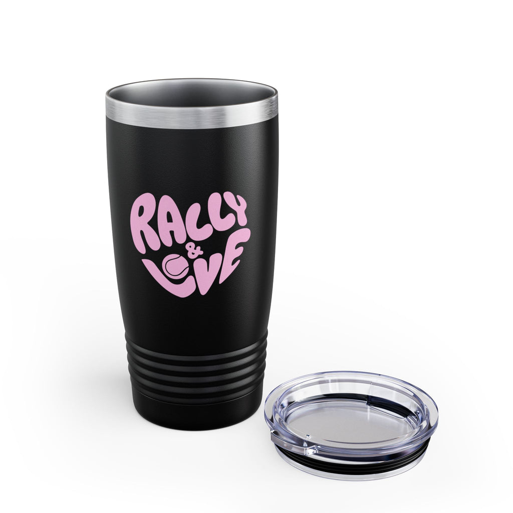 20oz Coffee Tumbler – "Rally & Love" Heart Design | Insulated Travel Cup for Everyday (Bubblegum pink)