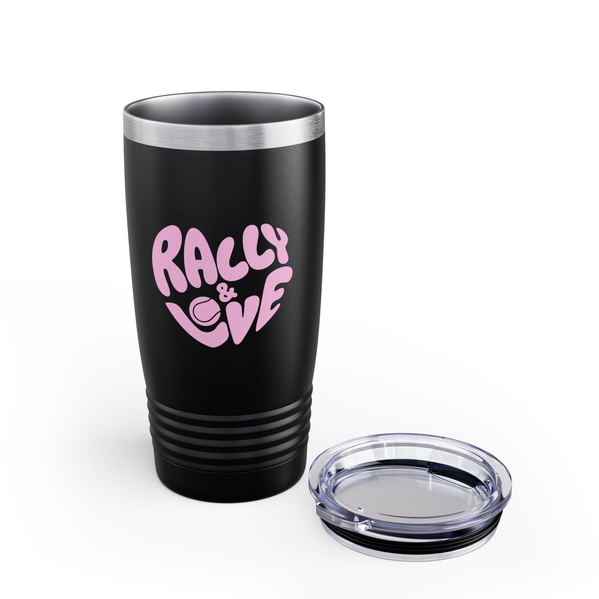 20oz Coffee Tumbler – "Rally & Love" Heart Design | Insulated Travel Cup for Everyday (Bubblegum pink)