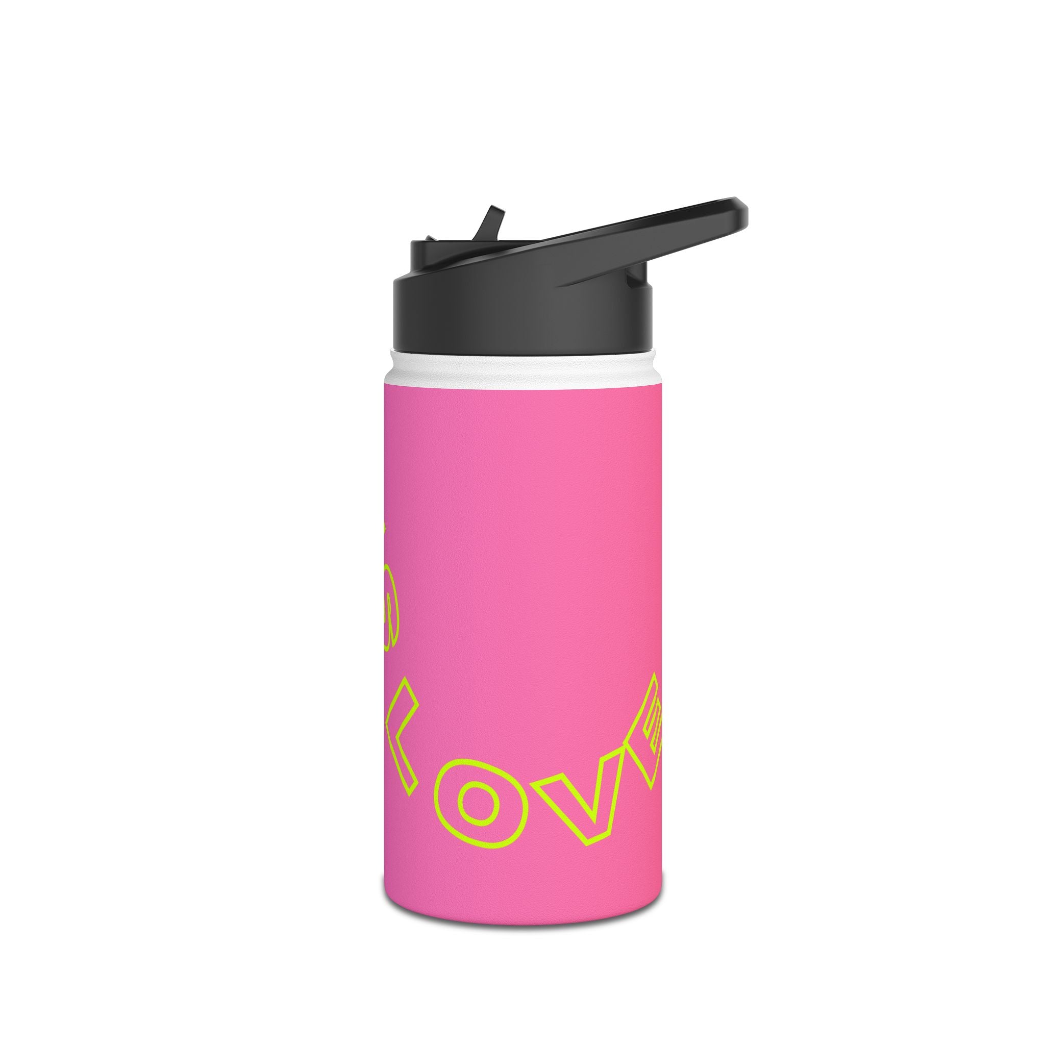 Juniors Stainless Steel Water Bottle, 12 oz— 'Tennis Love', Pink Neon Tennis Ball Design
