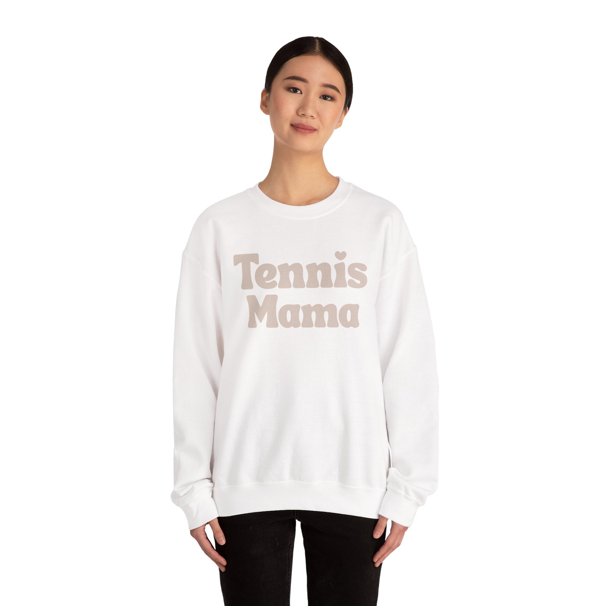 Women's Crewneck Sweatshirt - 'Tennis mama' tennis sweatshirt (tan)
