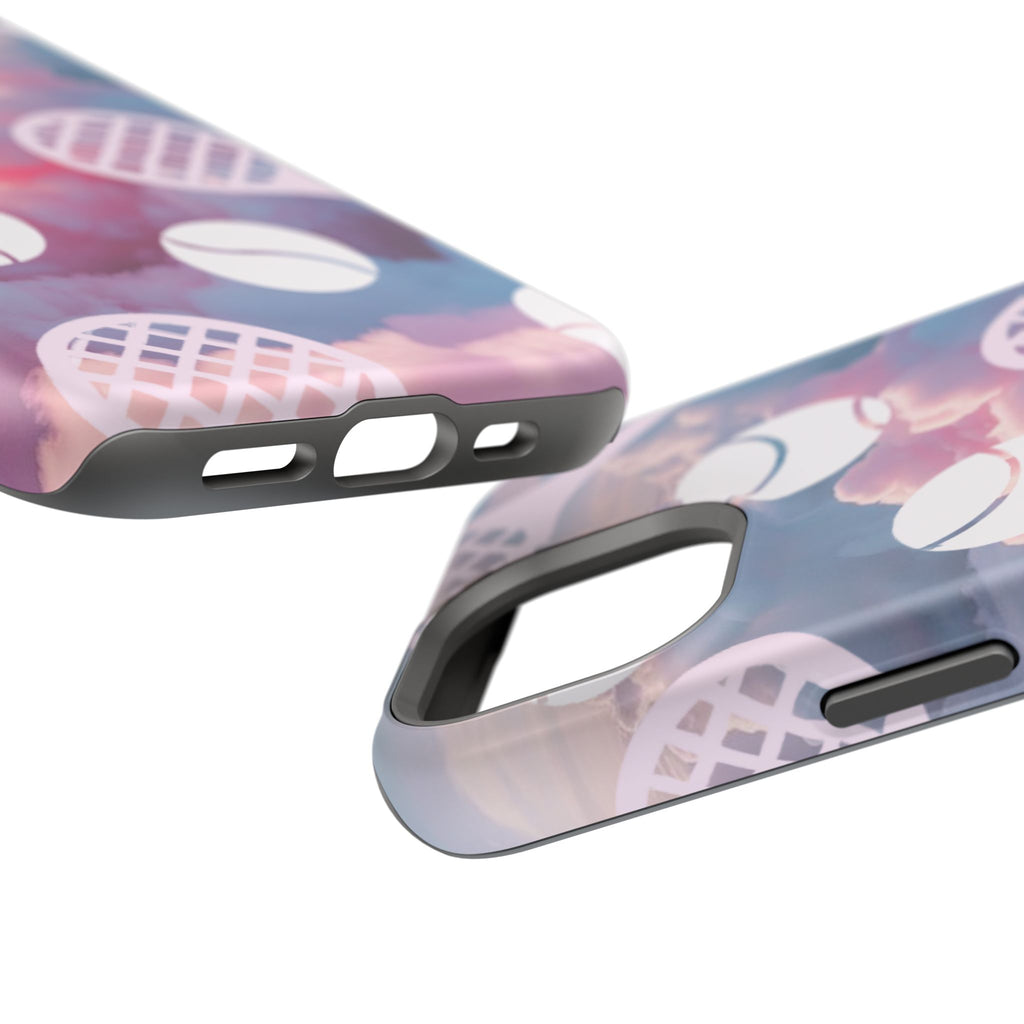 Tennis Impact-Resistant Phone Case — Tennis Rackets & Balls on Cloudscape