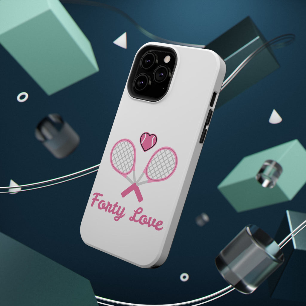 Tennis Impact‑Resistant Phone Case — 'Forty Love', pink/white