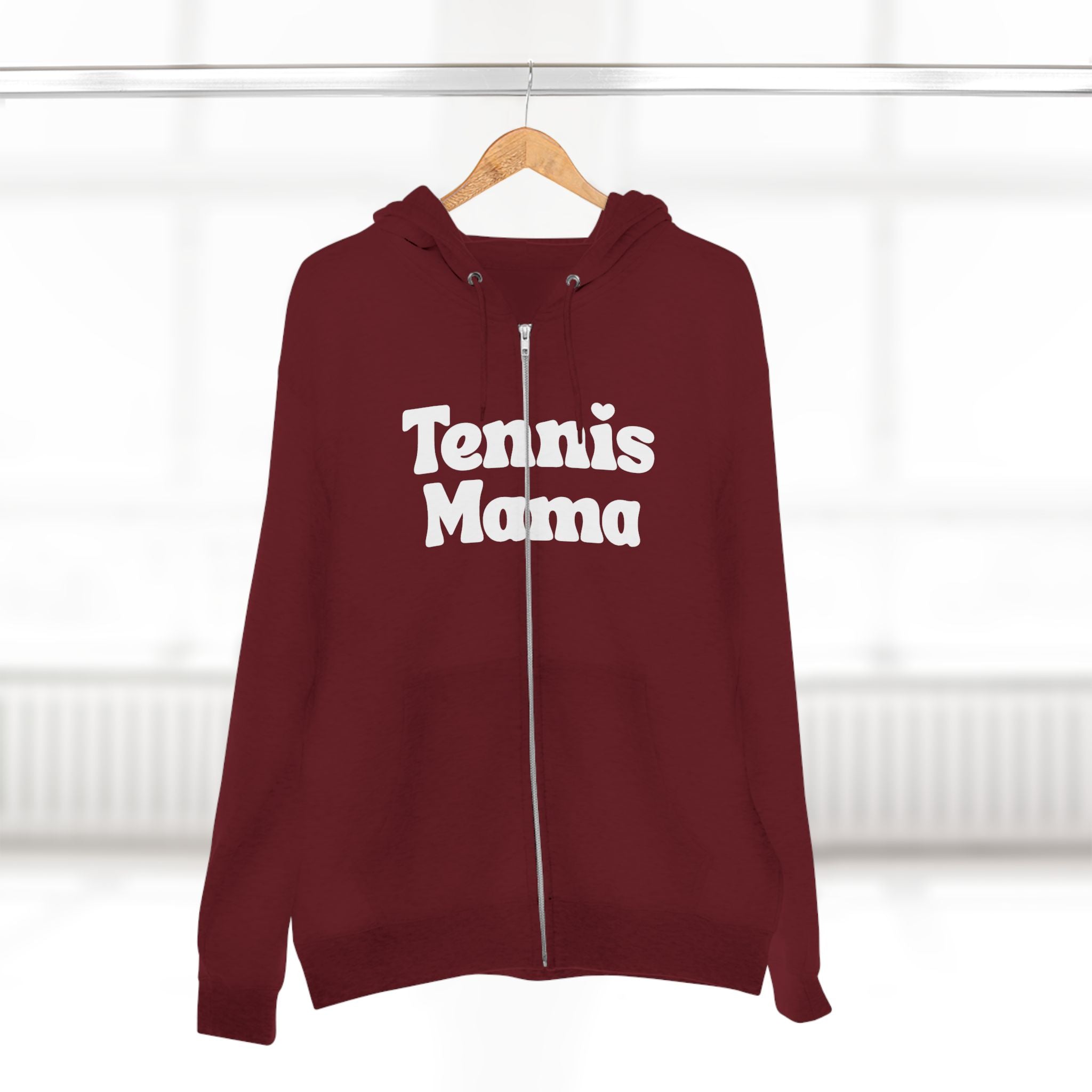 Women's Zip Hoodie — 'Tennis mama' Front Zip Hoodie sweatshirt (white)