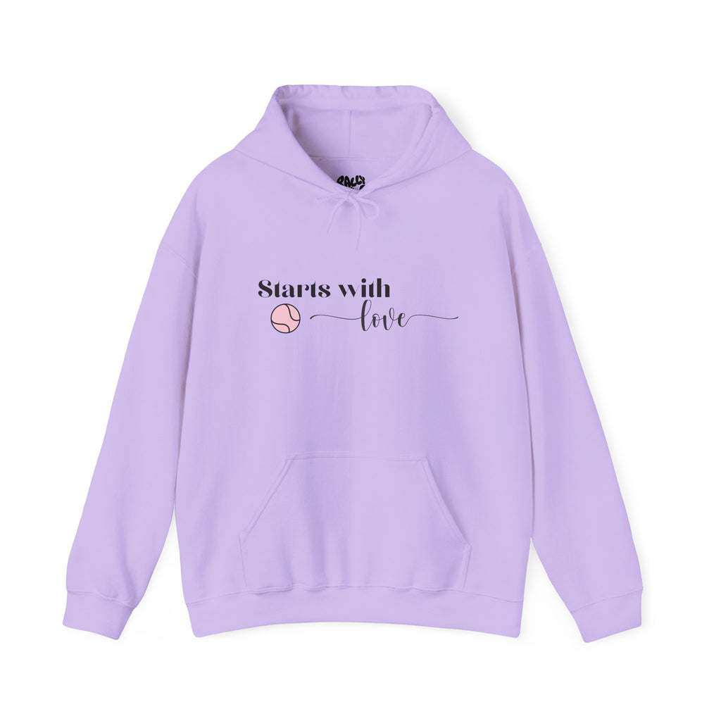 Women's Hoodie Sweatshirt- 'Starts with Love' tennis ball, Sports Graphic