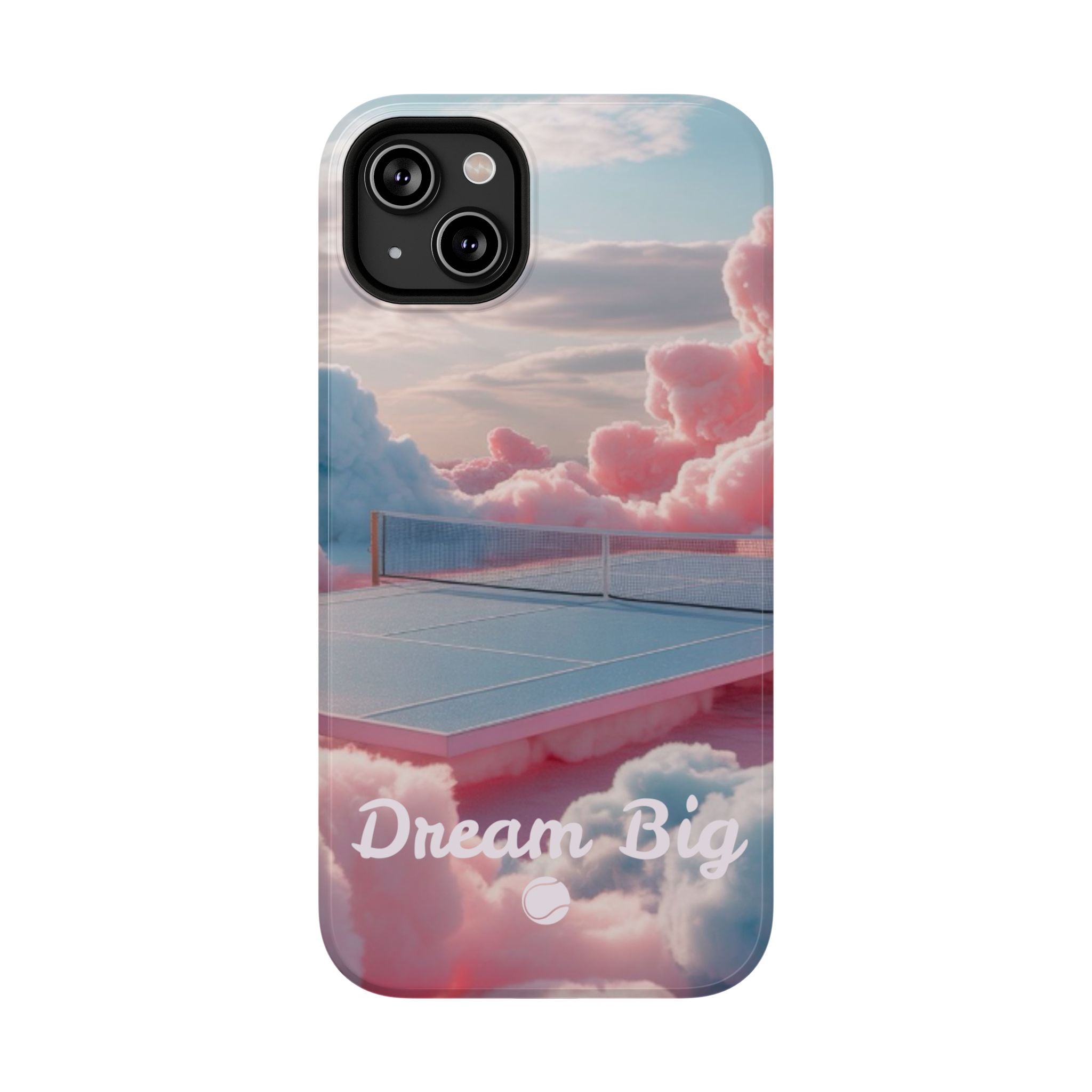 Tennis Impact-Resistant Phone Case — 'Dream Big' Pastel Cloud Tennis Court