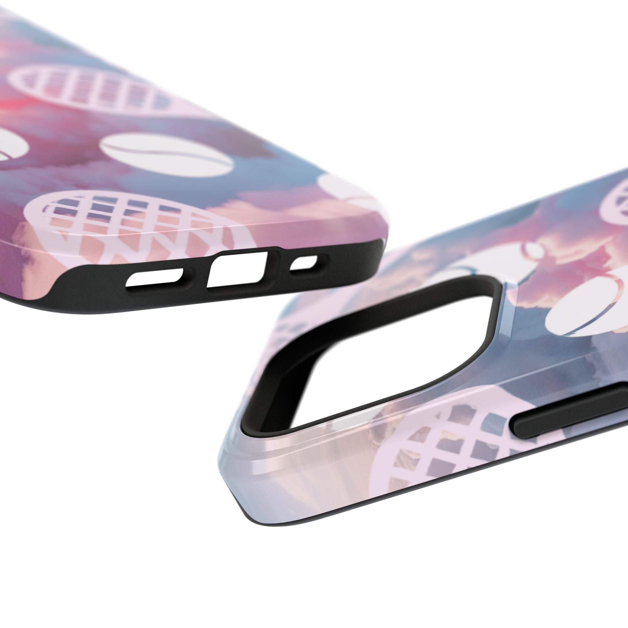 Tennis Impact-Resistant Phone Case — Tennis Rackets & Balls on Cloudscape