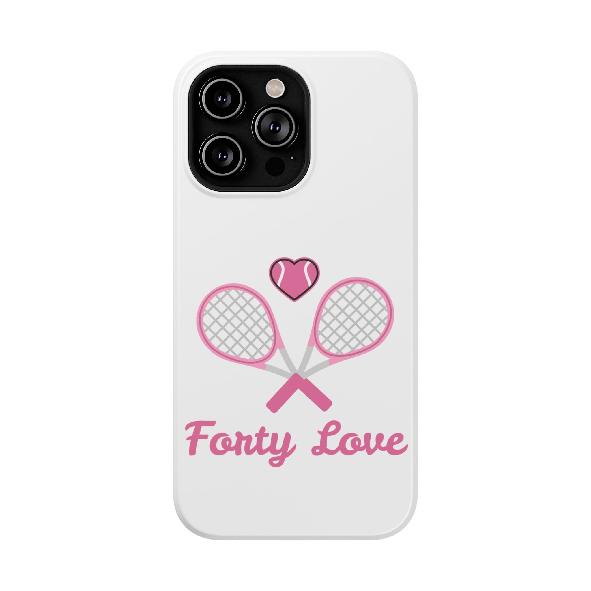Tennis Impact‑Resistant Phone Case — 'Forty Love', pink/white