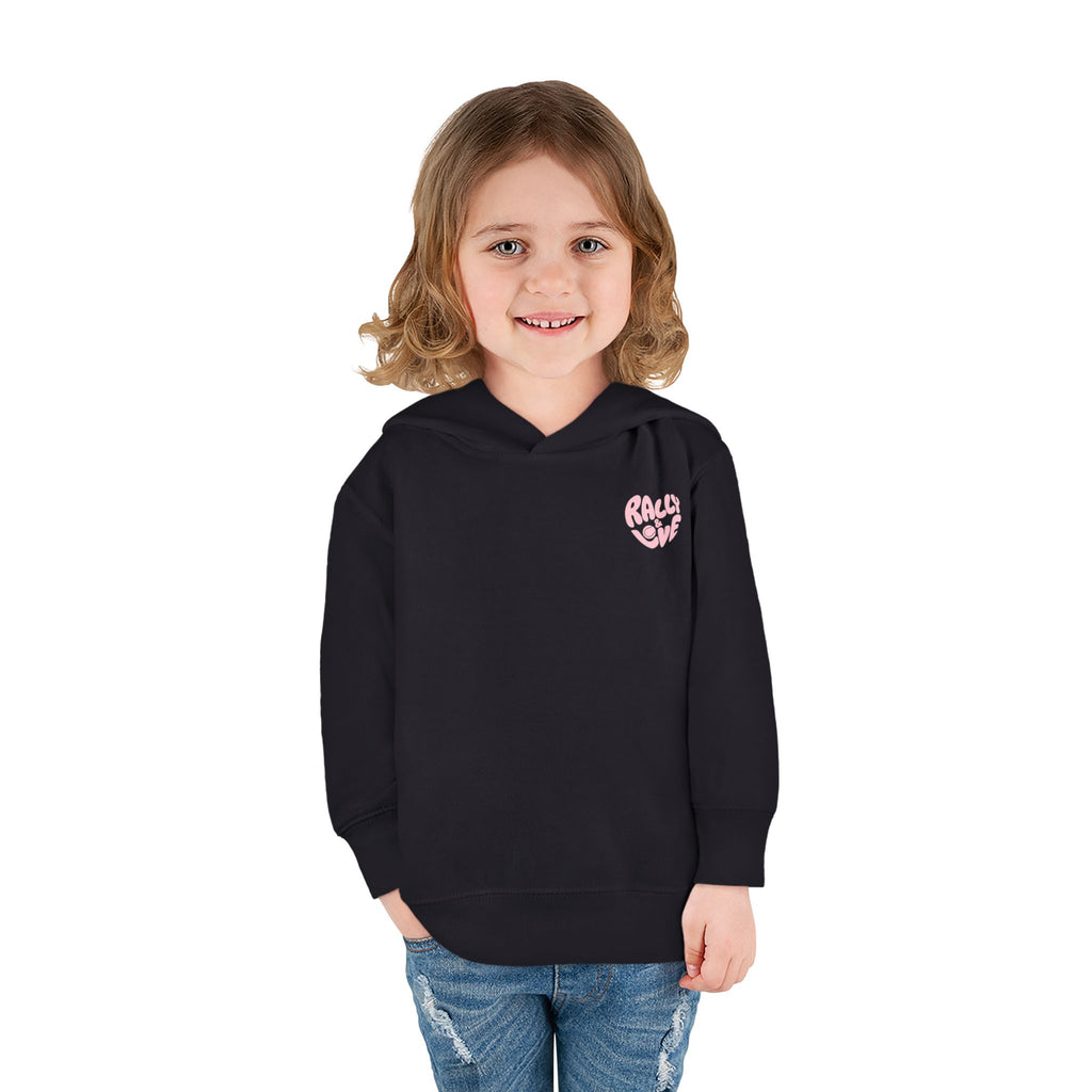 Girl Toddler's Junior Hoodie — “Let’s Go” Tennis Graphic Sweatshirt (Pink & Green)