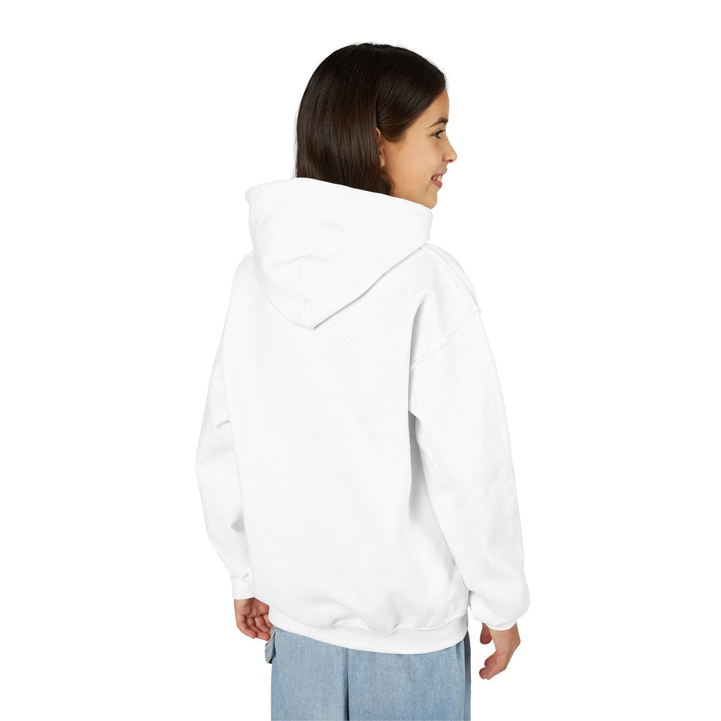 Girl's Junior Hoodie sweatshirt — "Rally & Love" Heart Chest Tennis Graphic Sweatshirt (Pink logo)