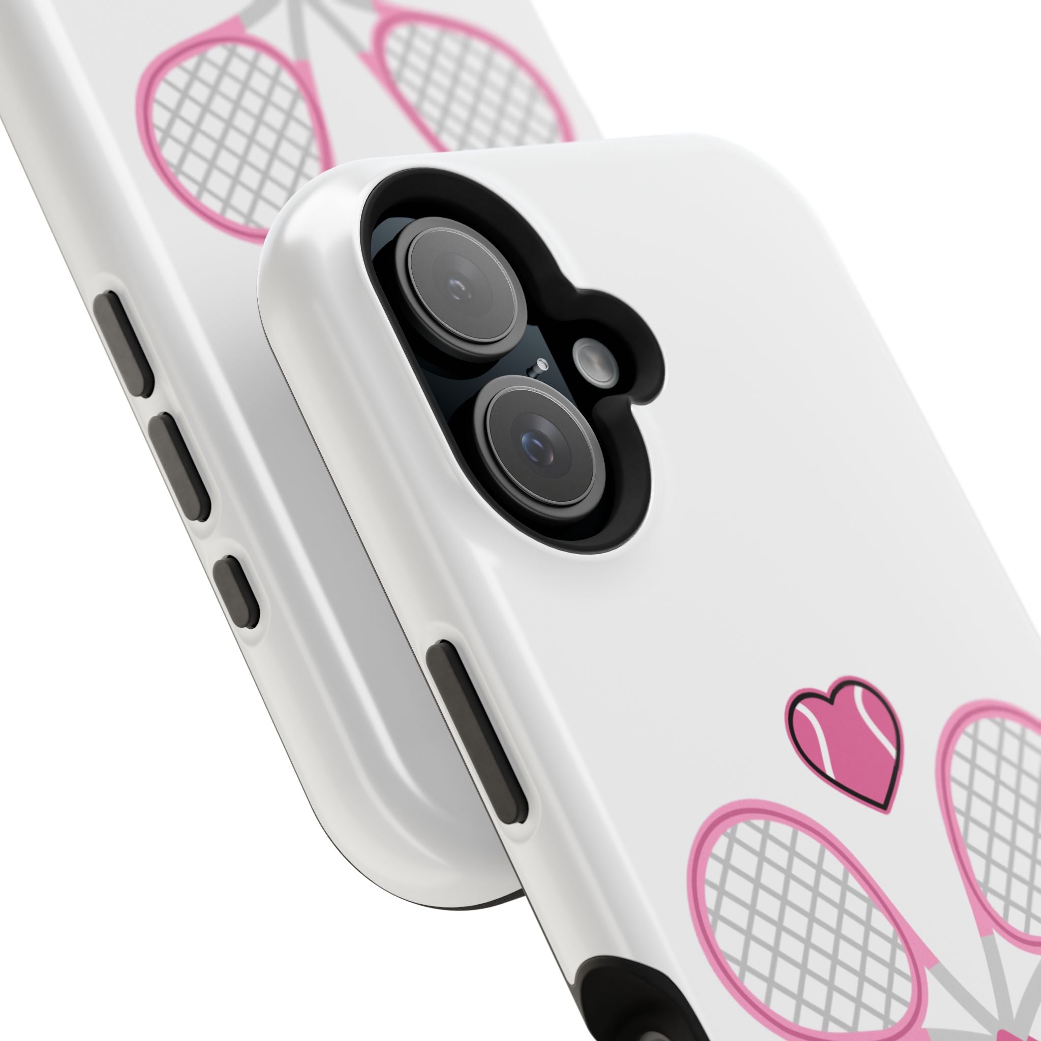 Tennis Impact‑Resistant Phone Case — 'Forty Love', pink/white