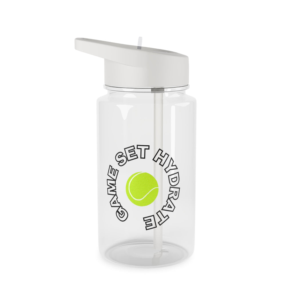 Juniors Water Bottle, 16.9oz - 'Game, Set, Hydrate', black/yellow, tennis ball