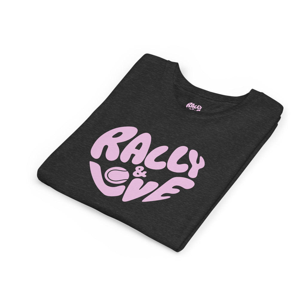 Girl's Junior Tee — 'Rally & Love' Heart logo T-Shirt (pink)